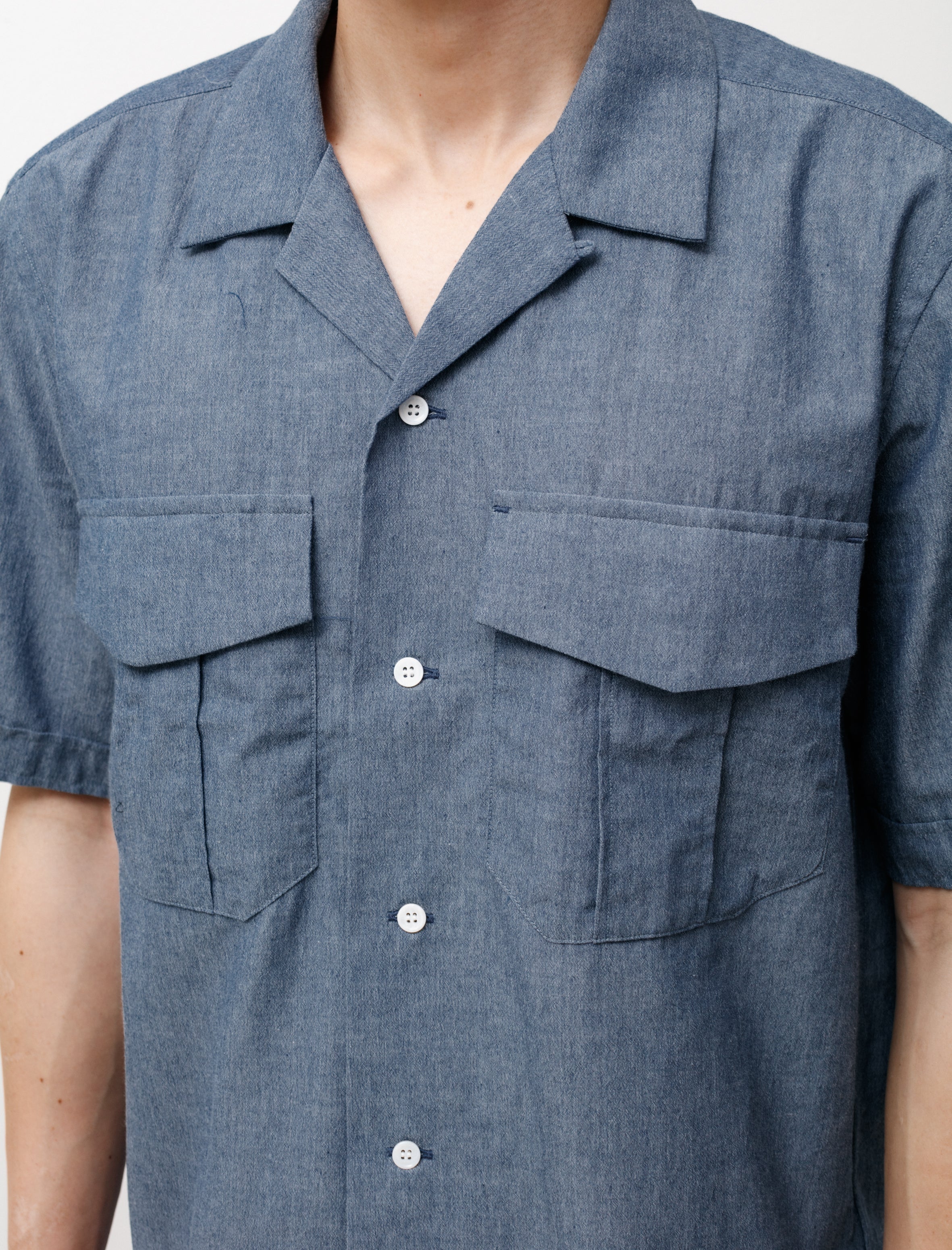 Dry Touch Cotton Dungaree S/S Shirt Indigo