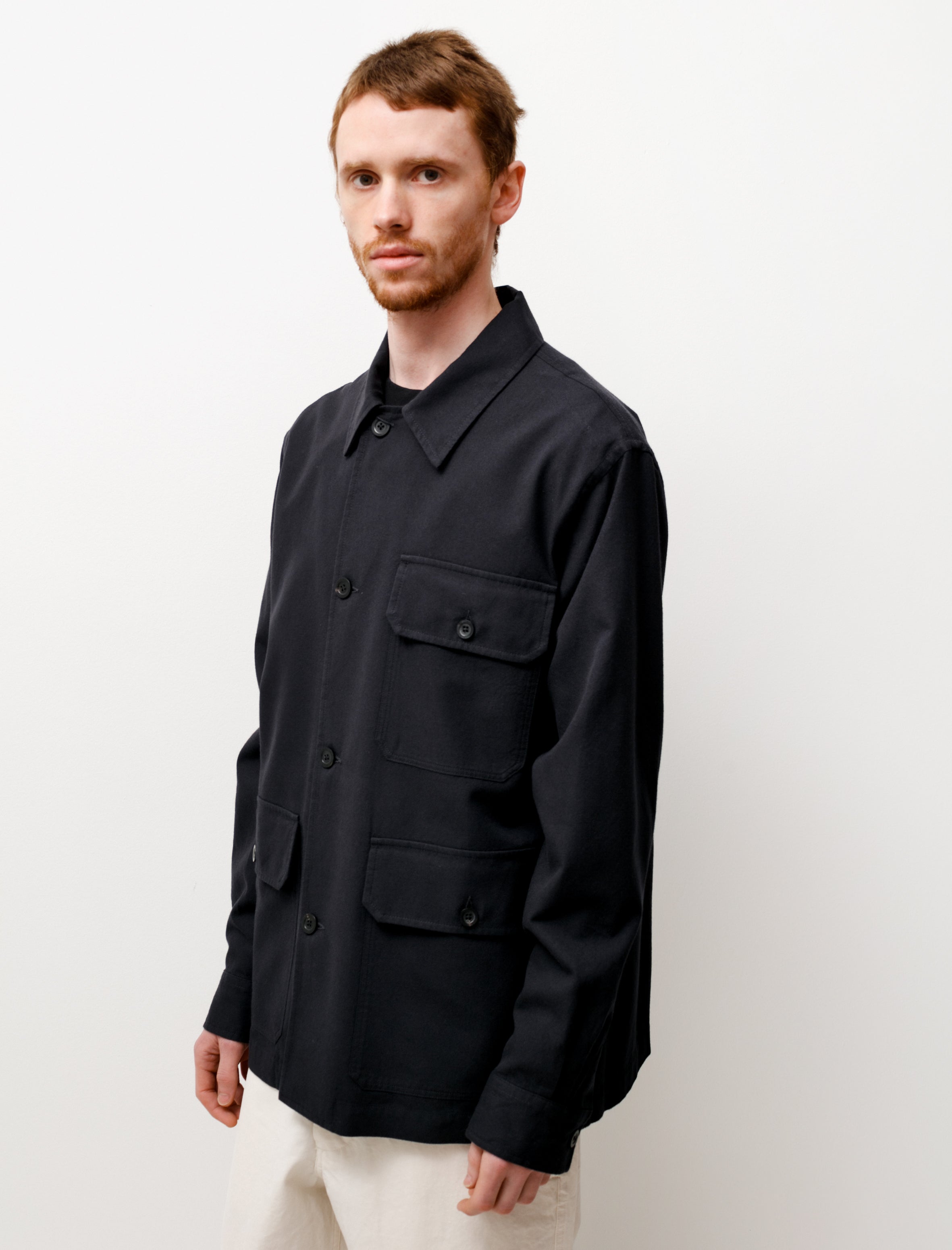 Heavy Military Overshirt Wool Twill Ink