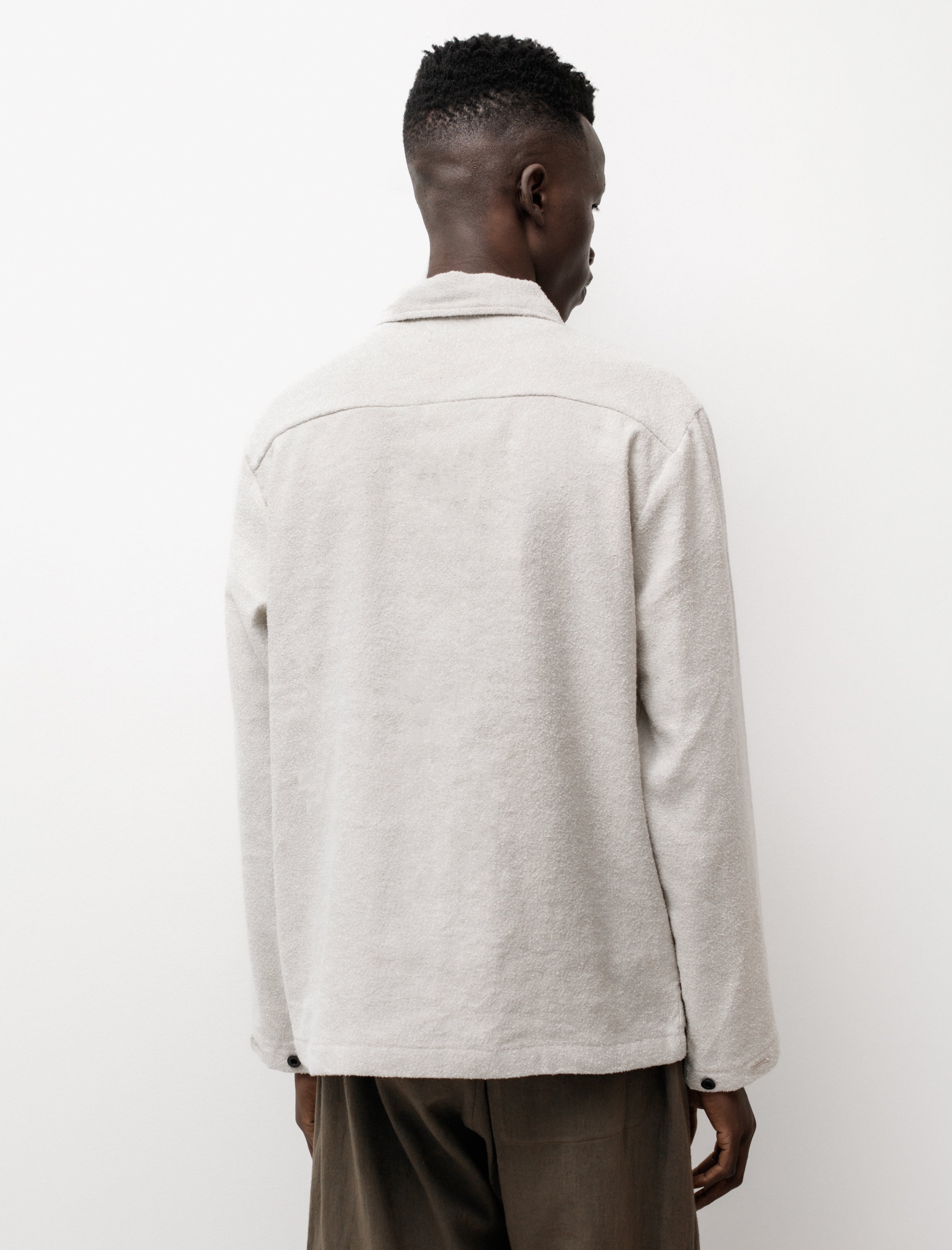 Evan Kinori Field Shirt Woven Terry Bone