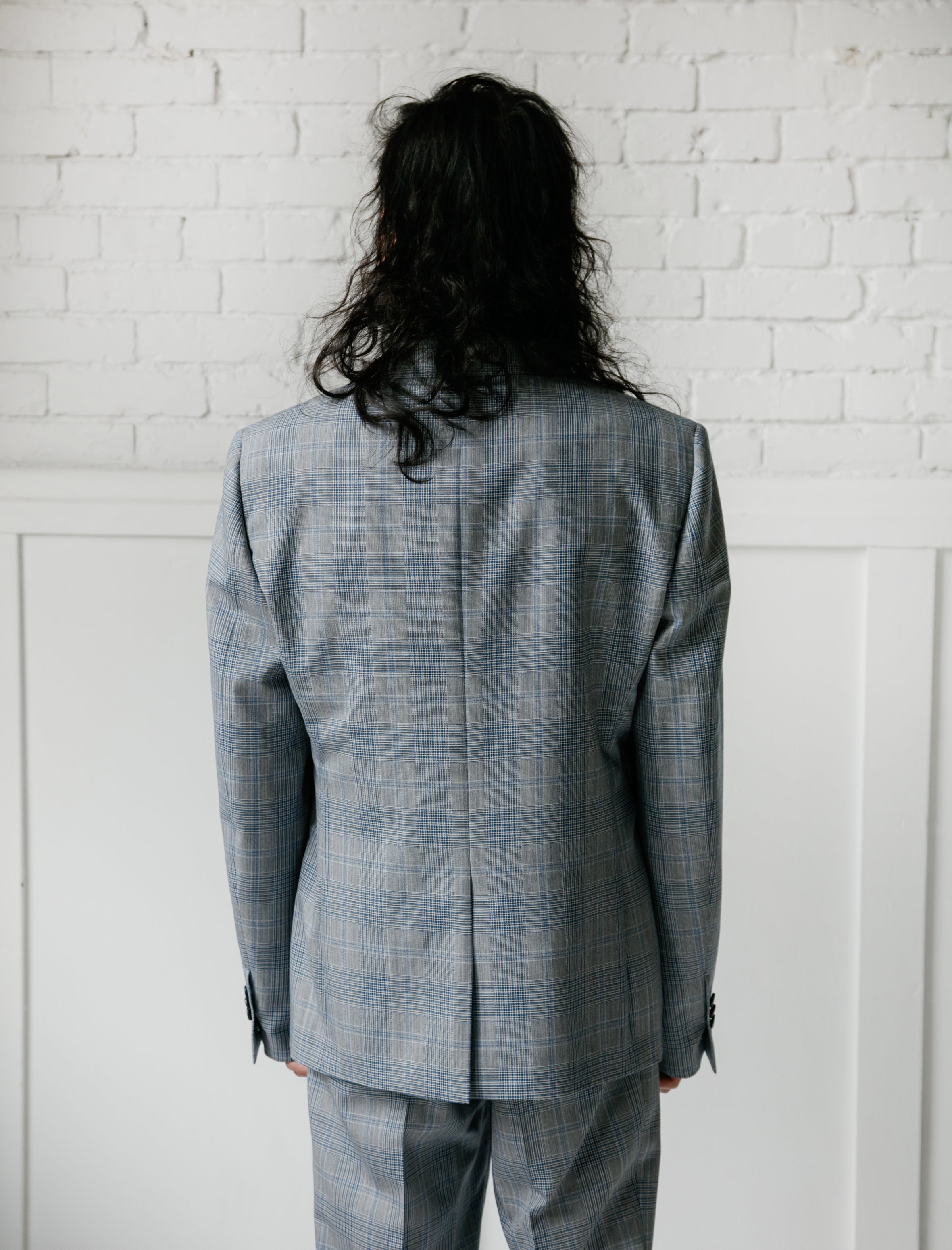 Glen Plaid Plainweave Wool Jacket