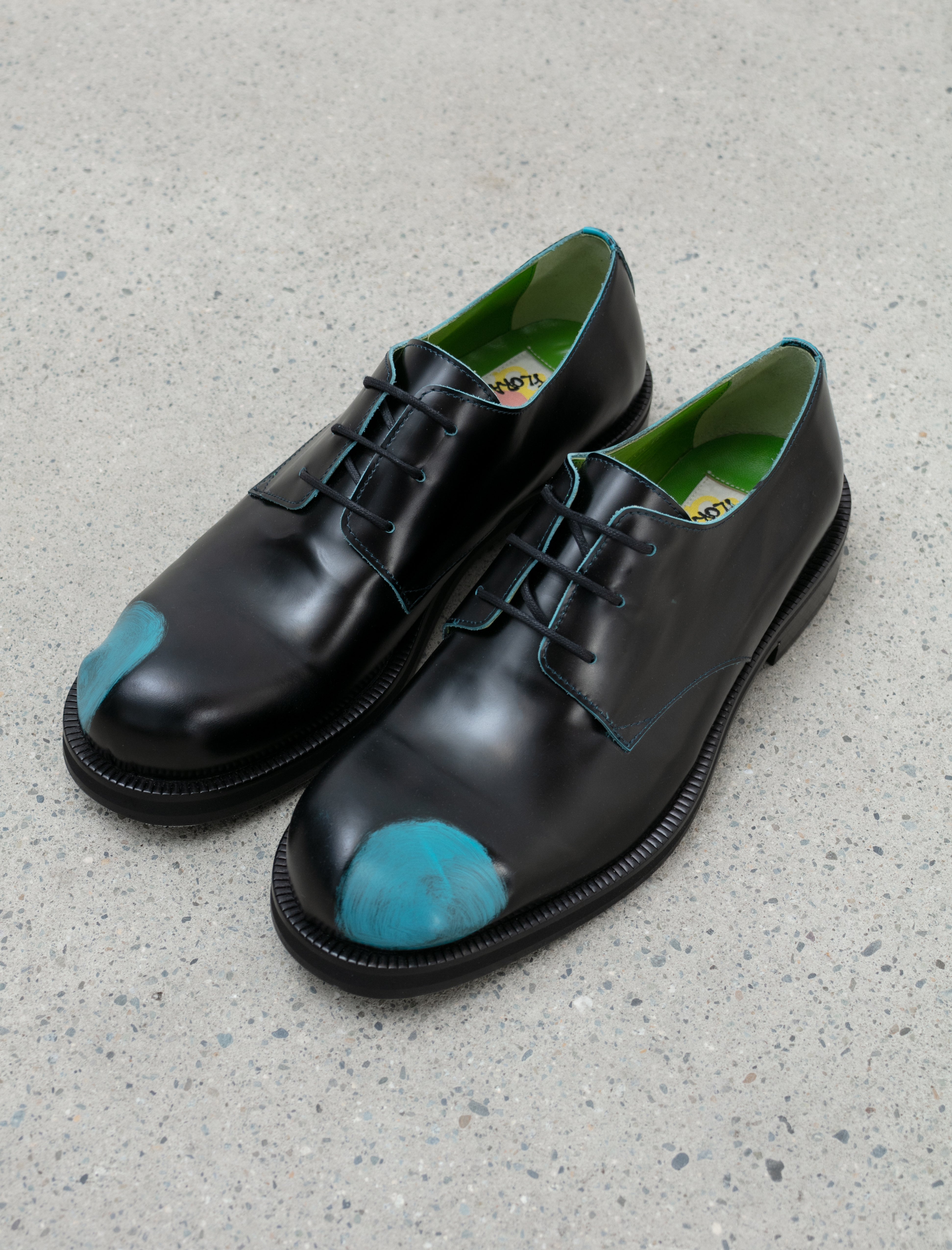 Leather Derby Turquoise Blue Black