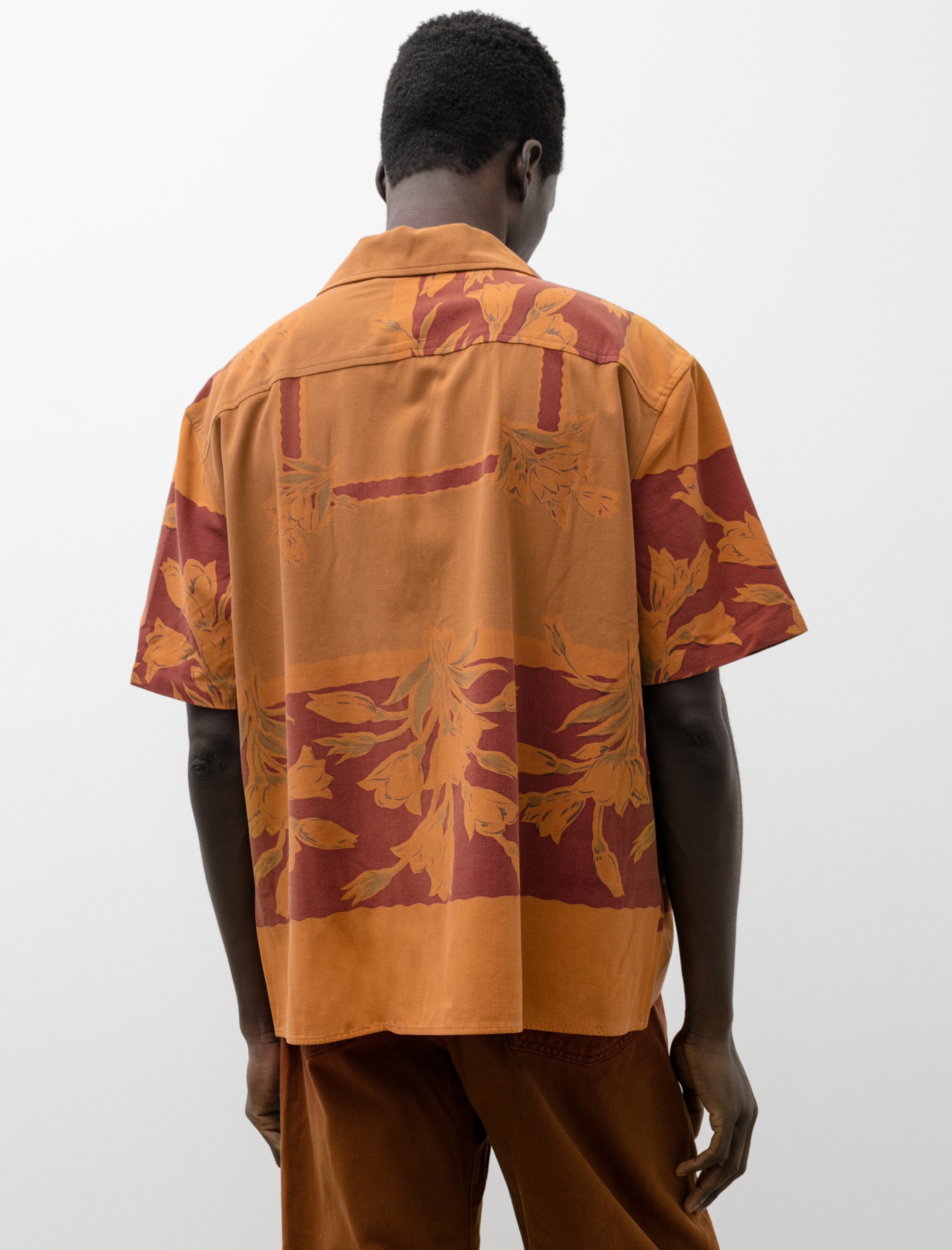 Bode Overdyed Tablecloth SS Shirt Tobacco