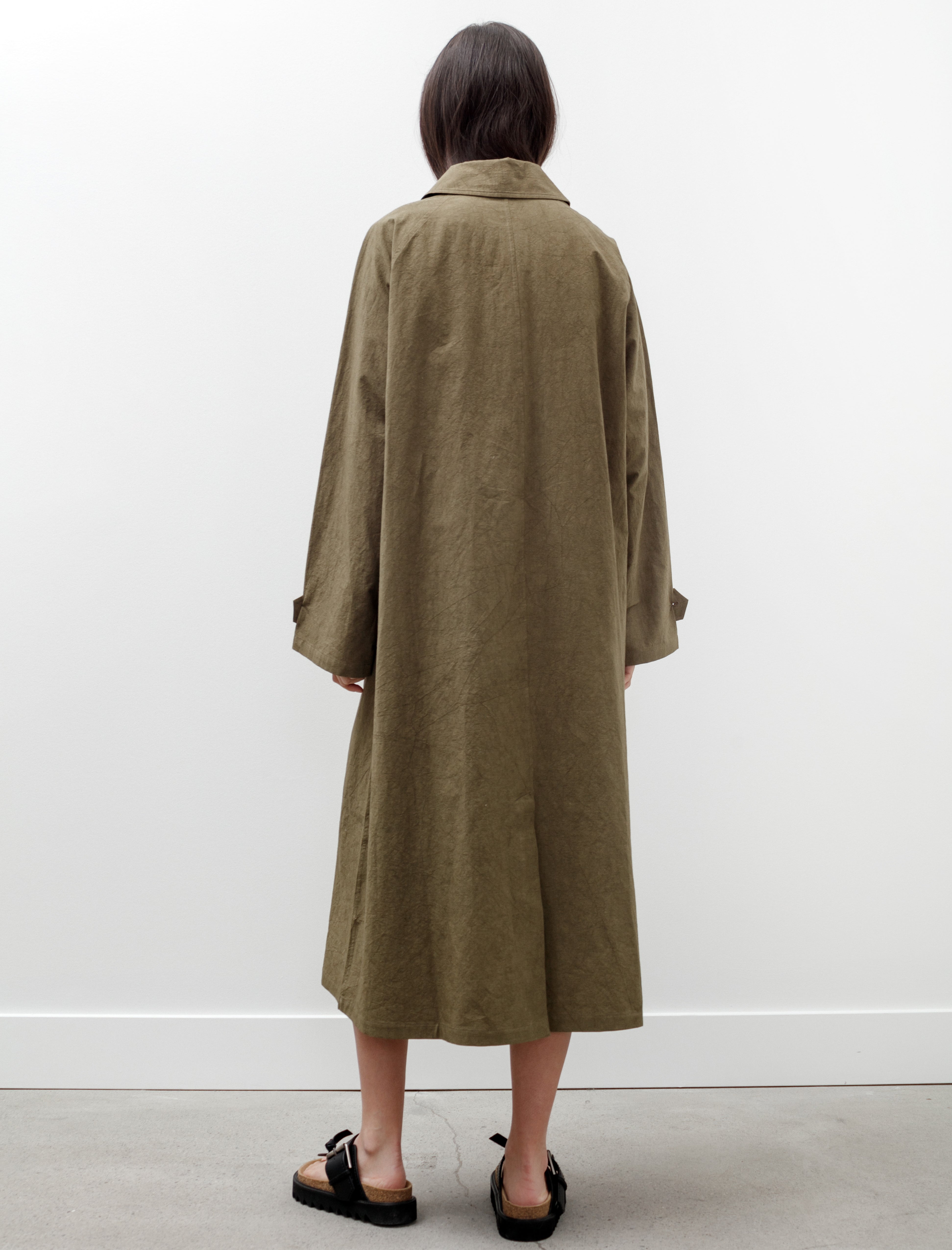 Cristaseya Oversized Trench Coat Cotton Linen Dark Olive