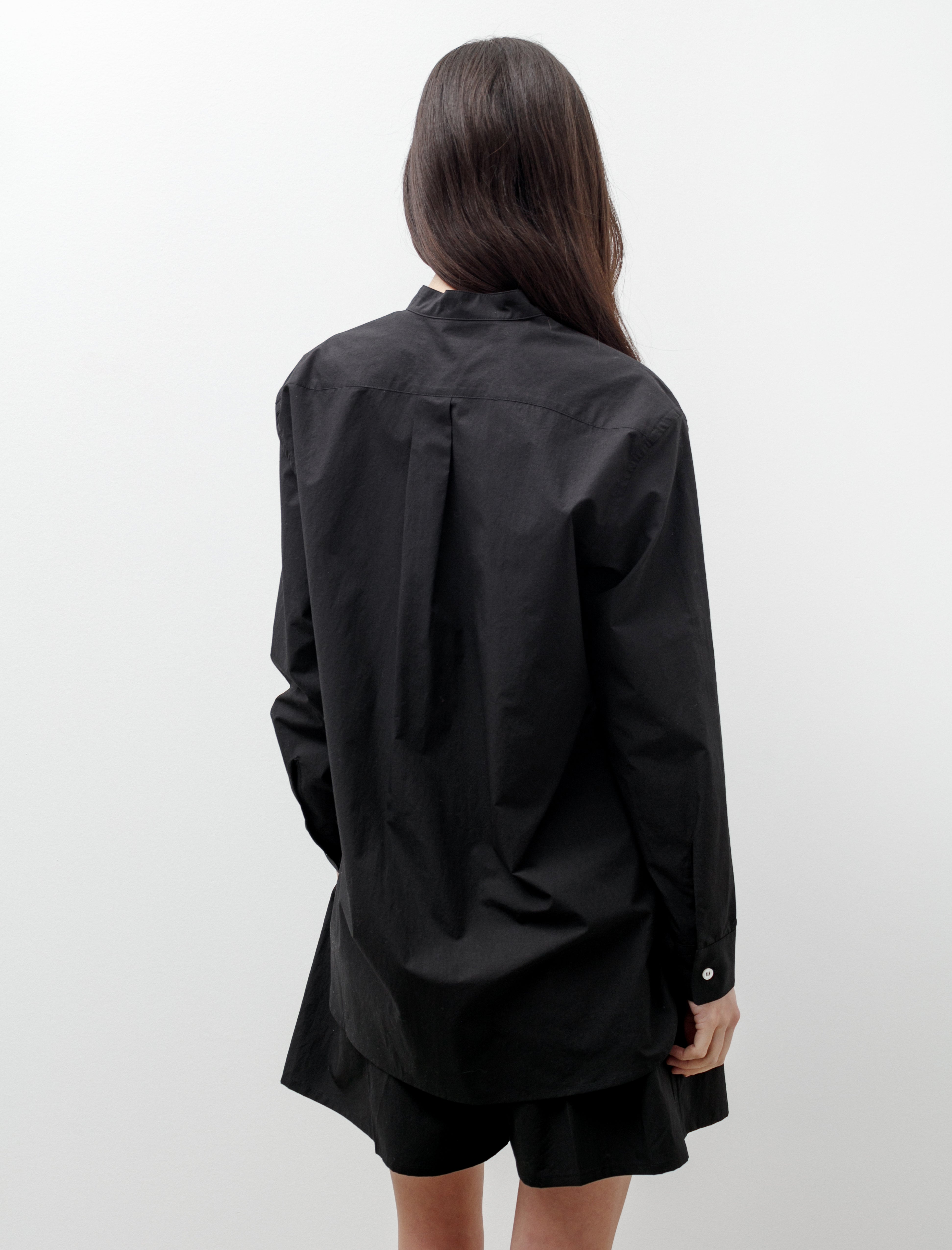 Oversized Mao Collar Shirt Black