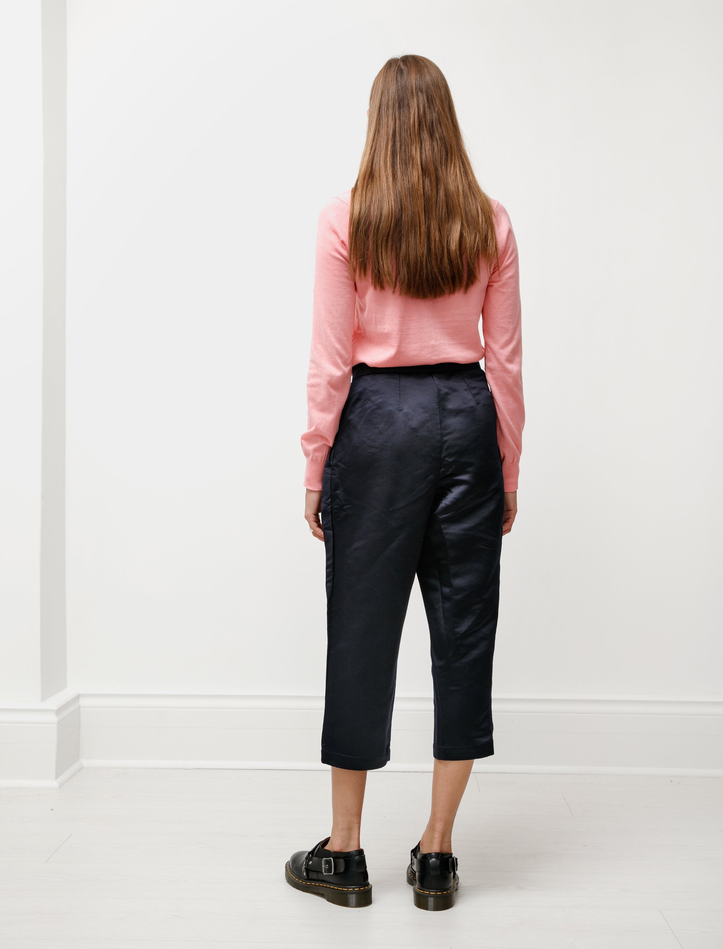 Comme des Garçons Comme des Garçons Thick Satin Pleaters Trousers Navy