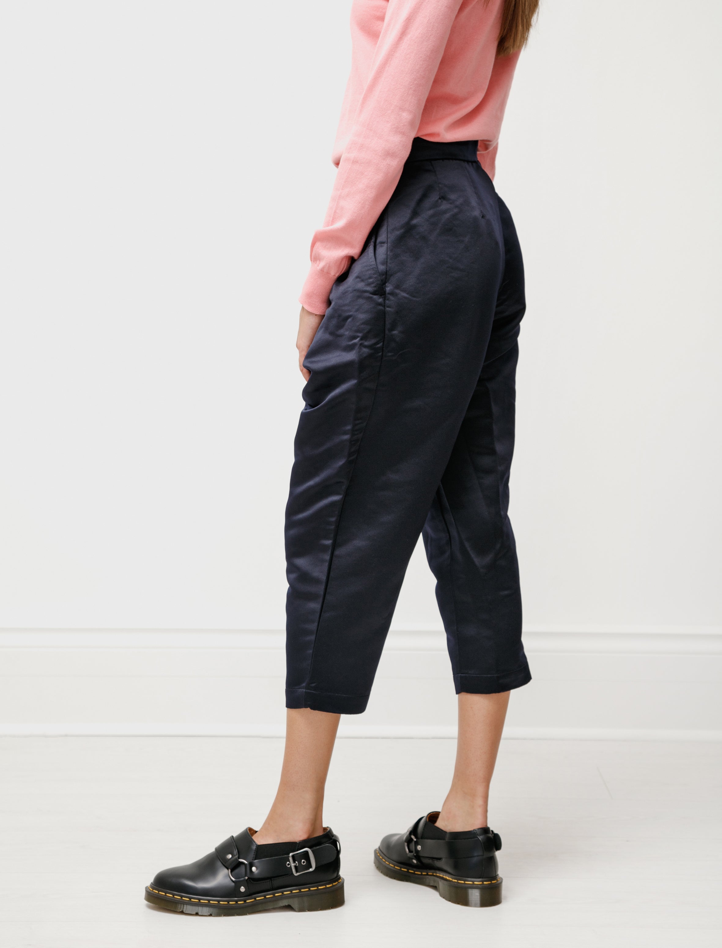 Comme des Garçons Comme des Garçons Thick Satin Pleaters Trousers Navy