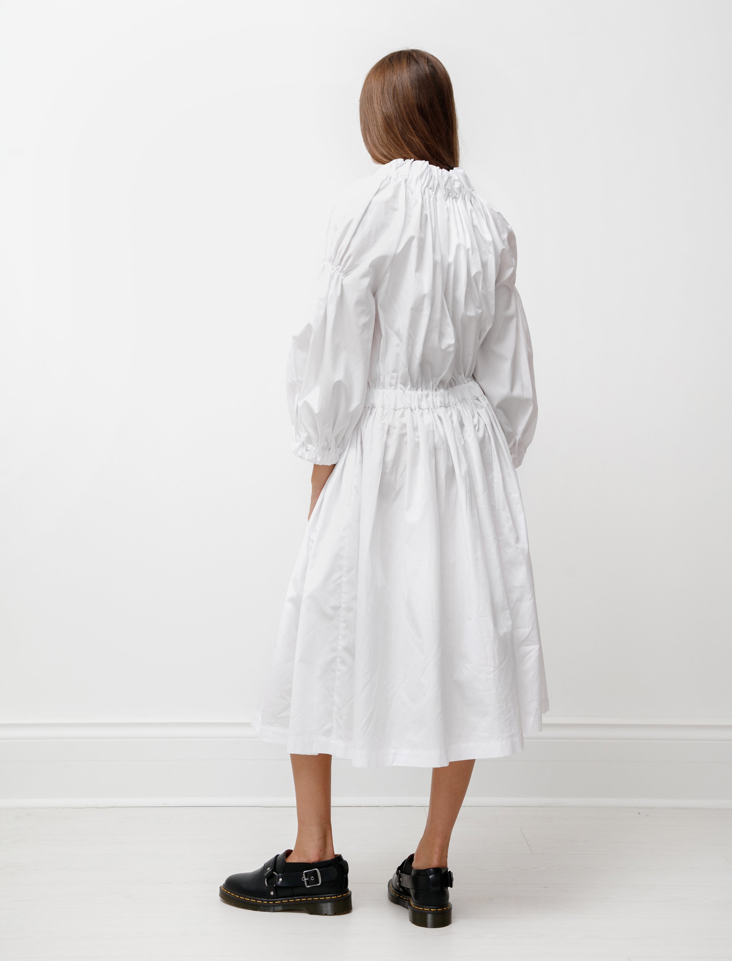 Comme des Garçons Comme des Garçons Drop Waist Ruched Dress White