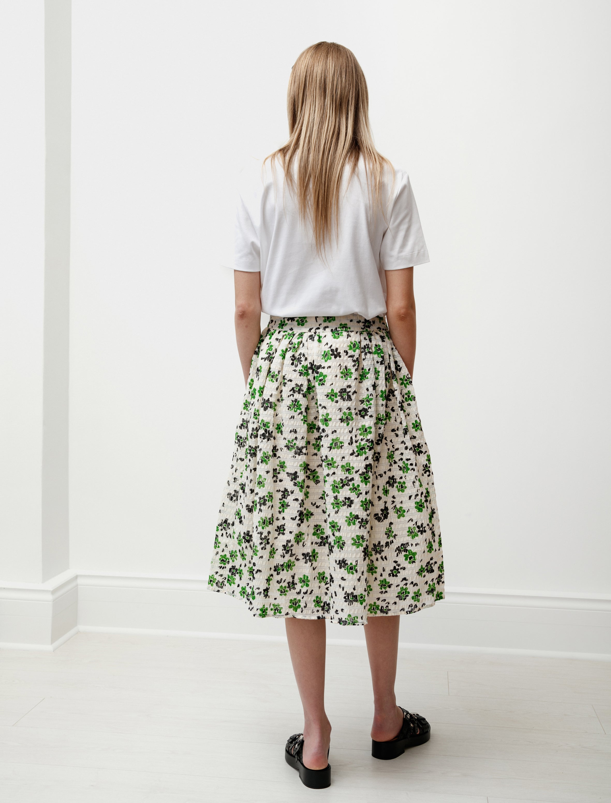 Shrimps Wade Gathered Skirt Green/Cream