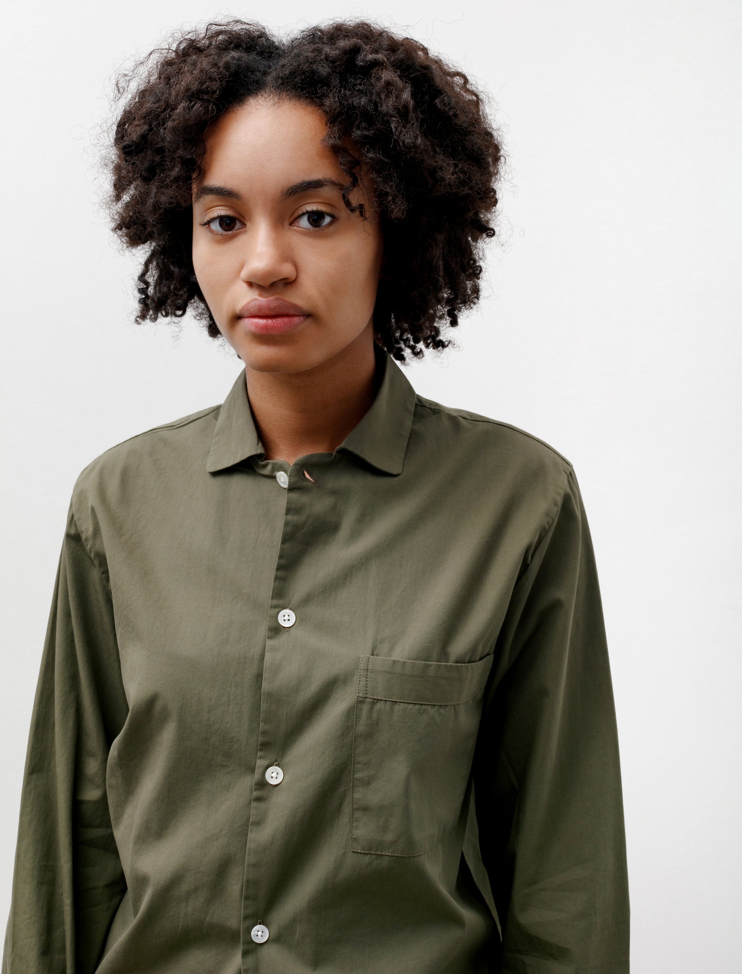 Tekla Poplin Pyjamas Shirt Willow