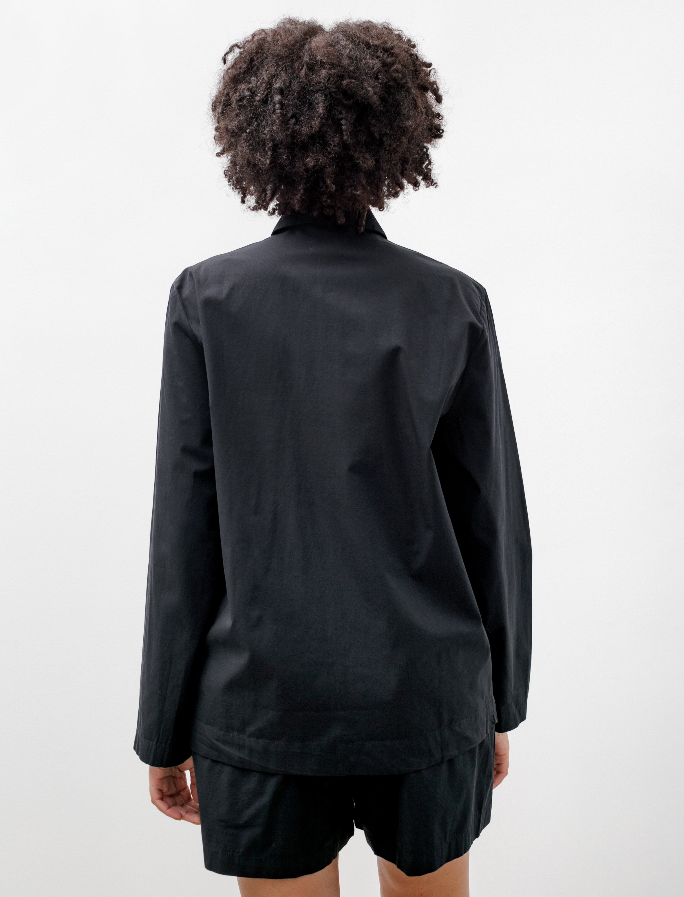 Tekla Poplin Pyjamas Shirt All Black