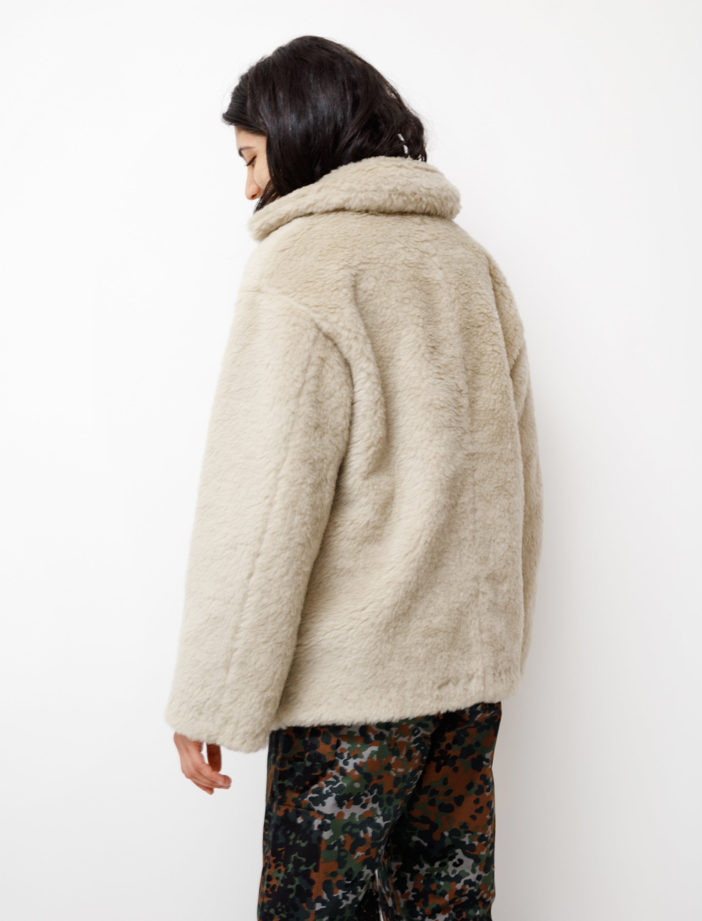 Shetland Wool Boa Blouson Lime Beige