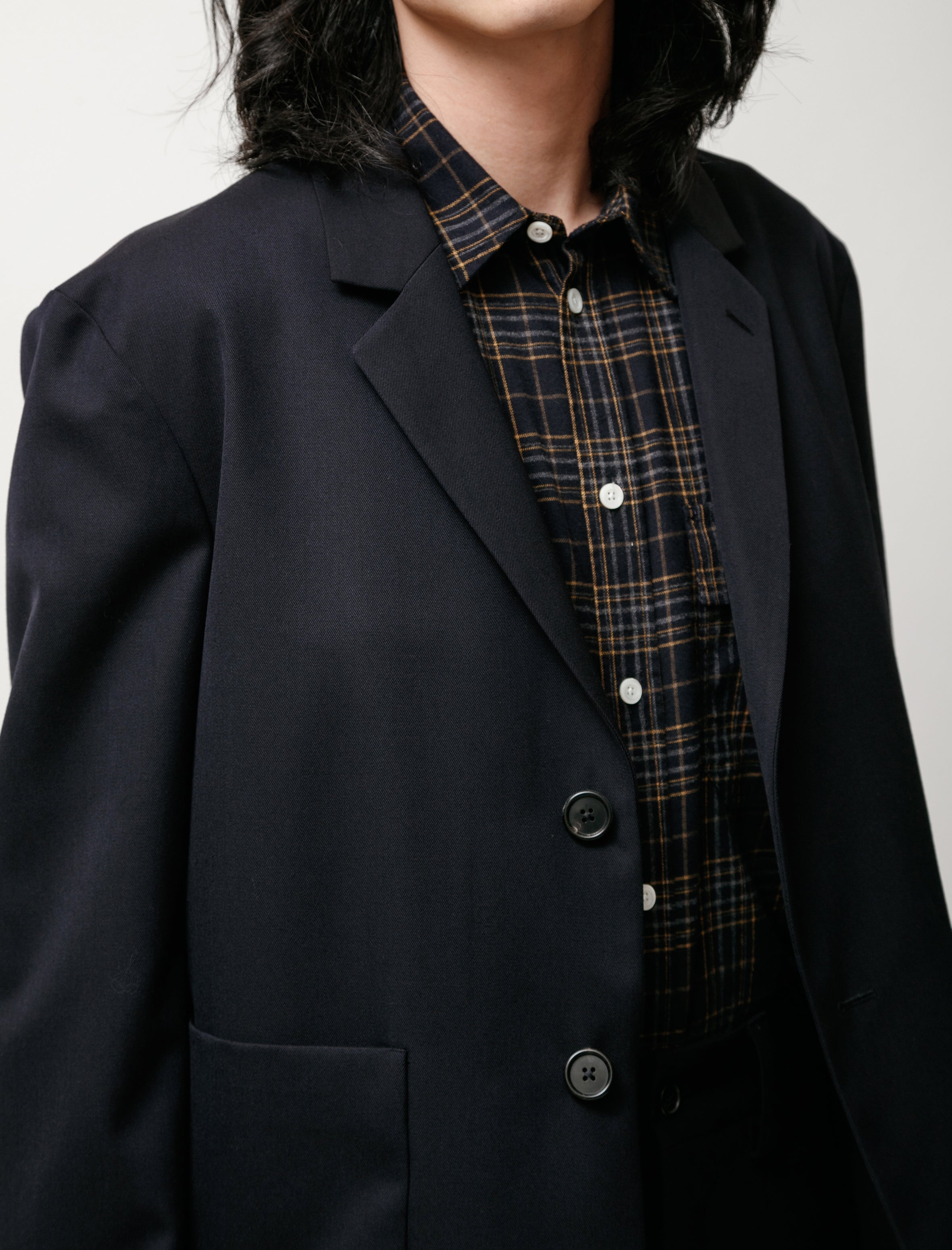 Big Pocket Blazer Wool Cotton Midnight