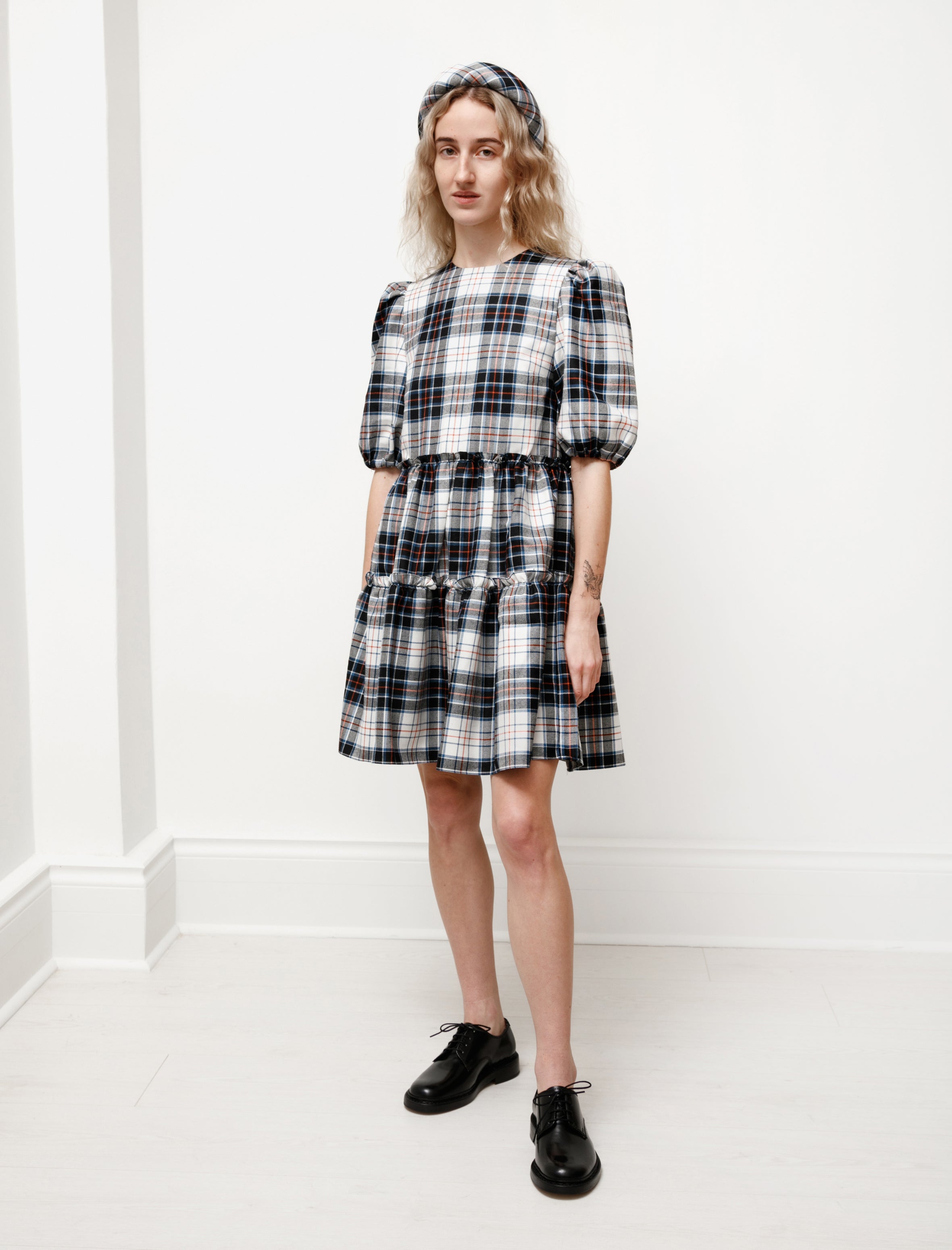 Shrimps Smith Plaid Dress Cream/Multi