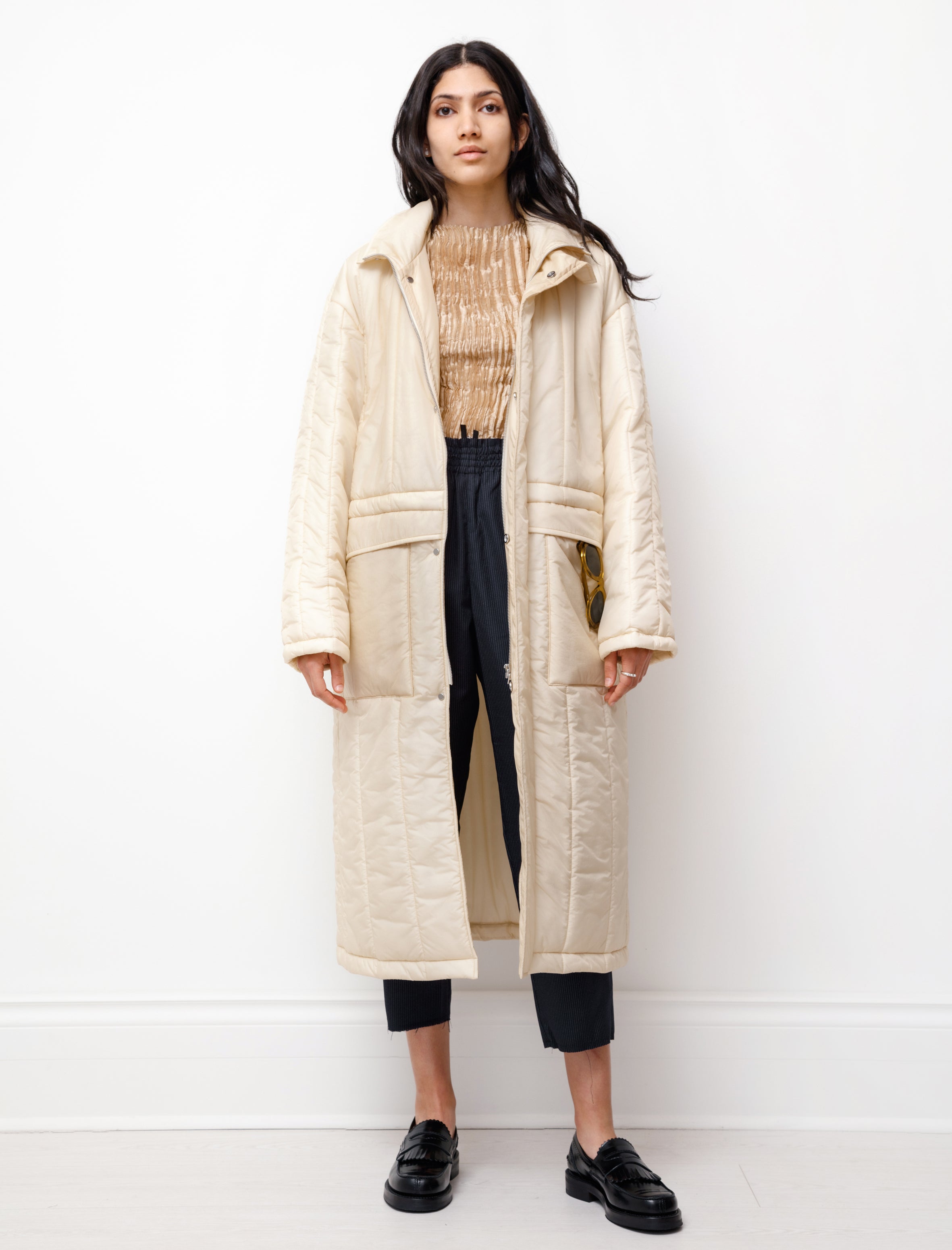 Super Light Airy Nylon Padded Coat Ivory