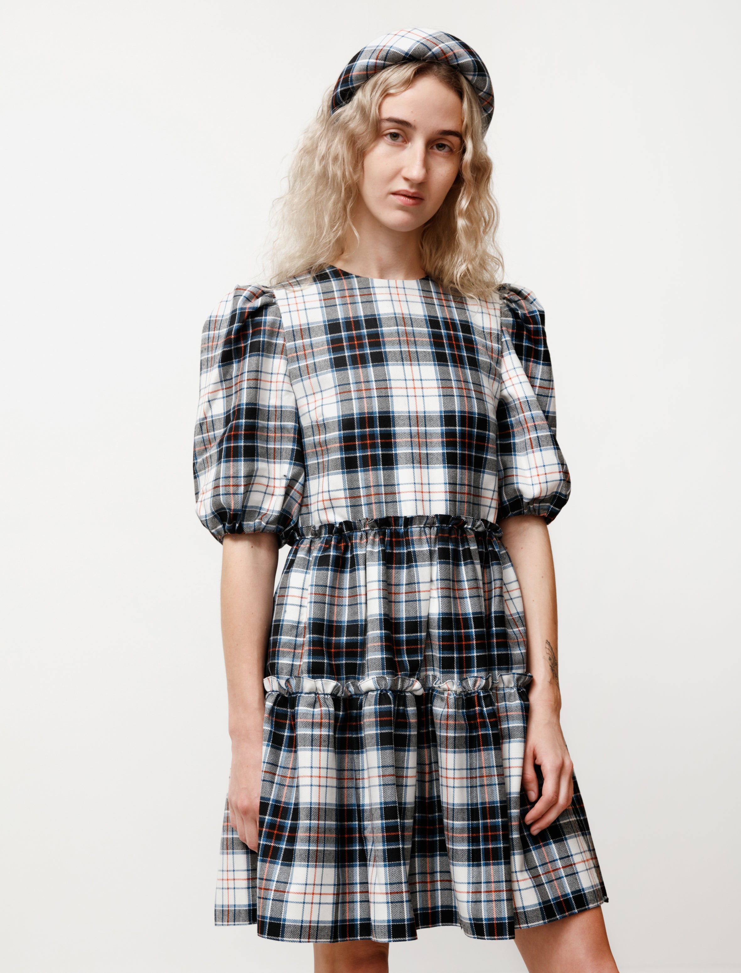 Shrimps Smith Plaid Dress Cream/Multi