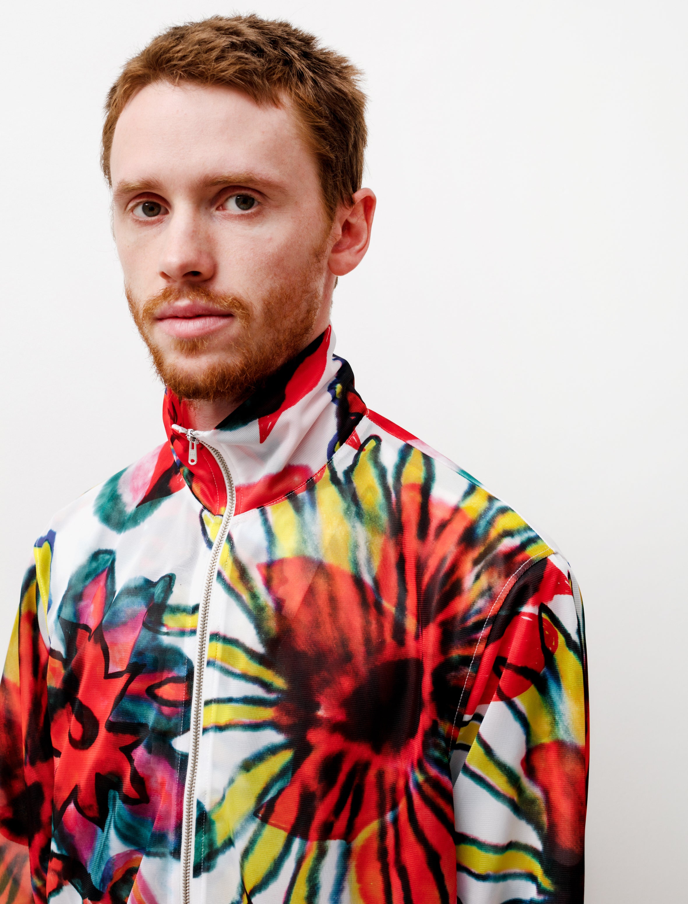 Shrunken Fullzip Polo Melting Flowers Print