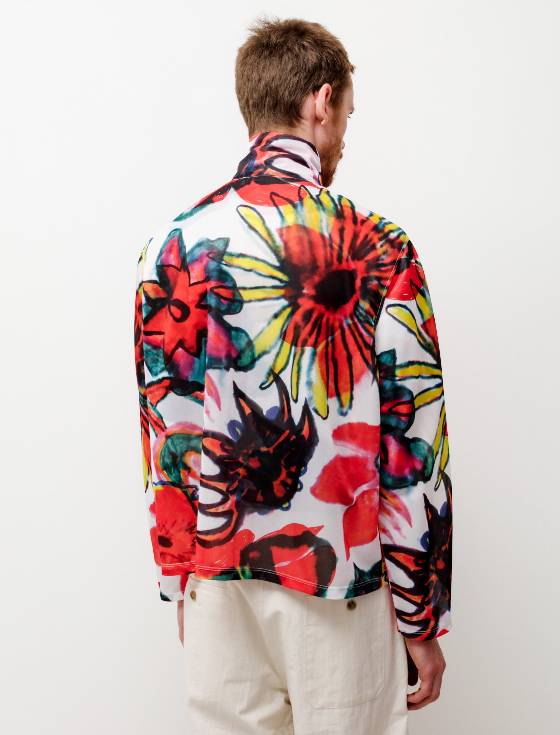 Shrunken Fullzip Polo Melting Flowers Print