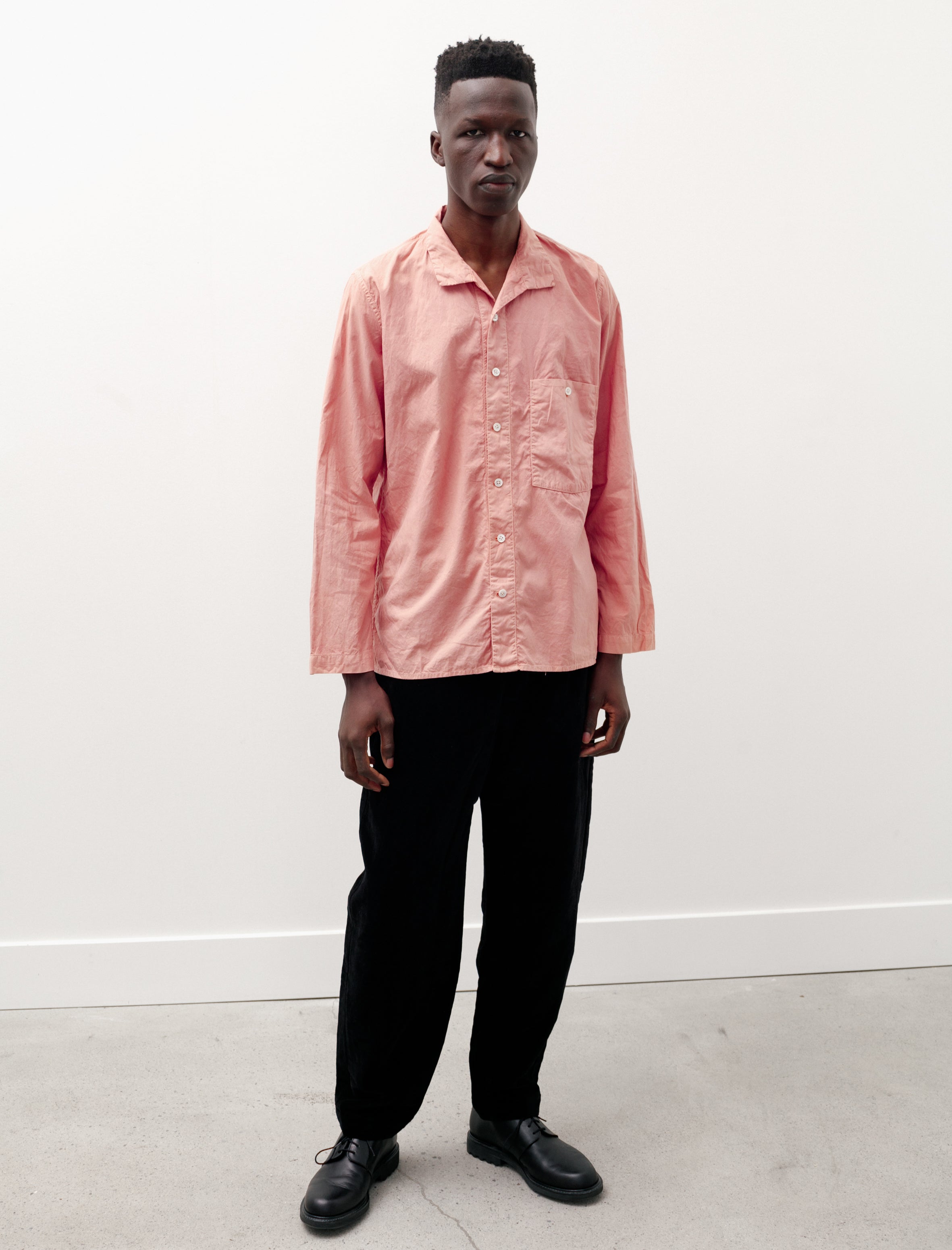 Oliver Church Open Collar Shirt Hand Dye Madder