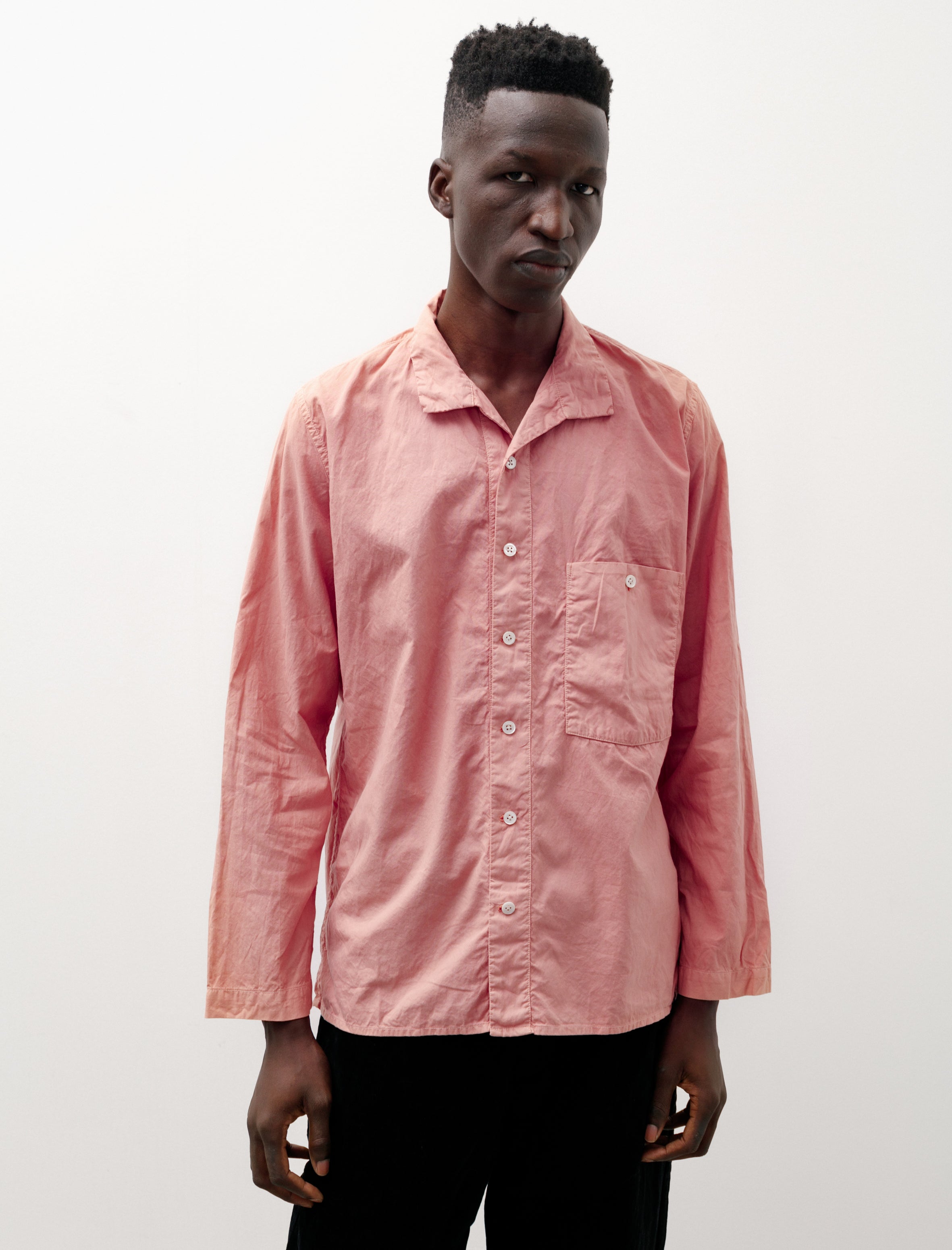 Oliver Church Open Collar Shirt Hand Dye Madder