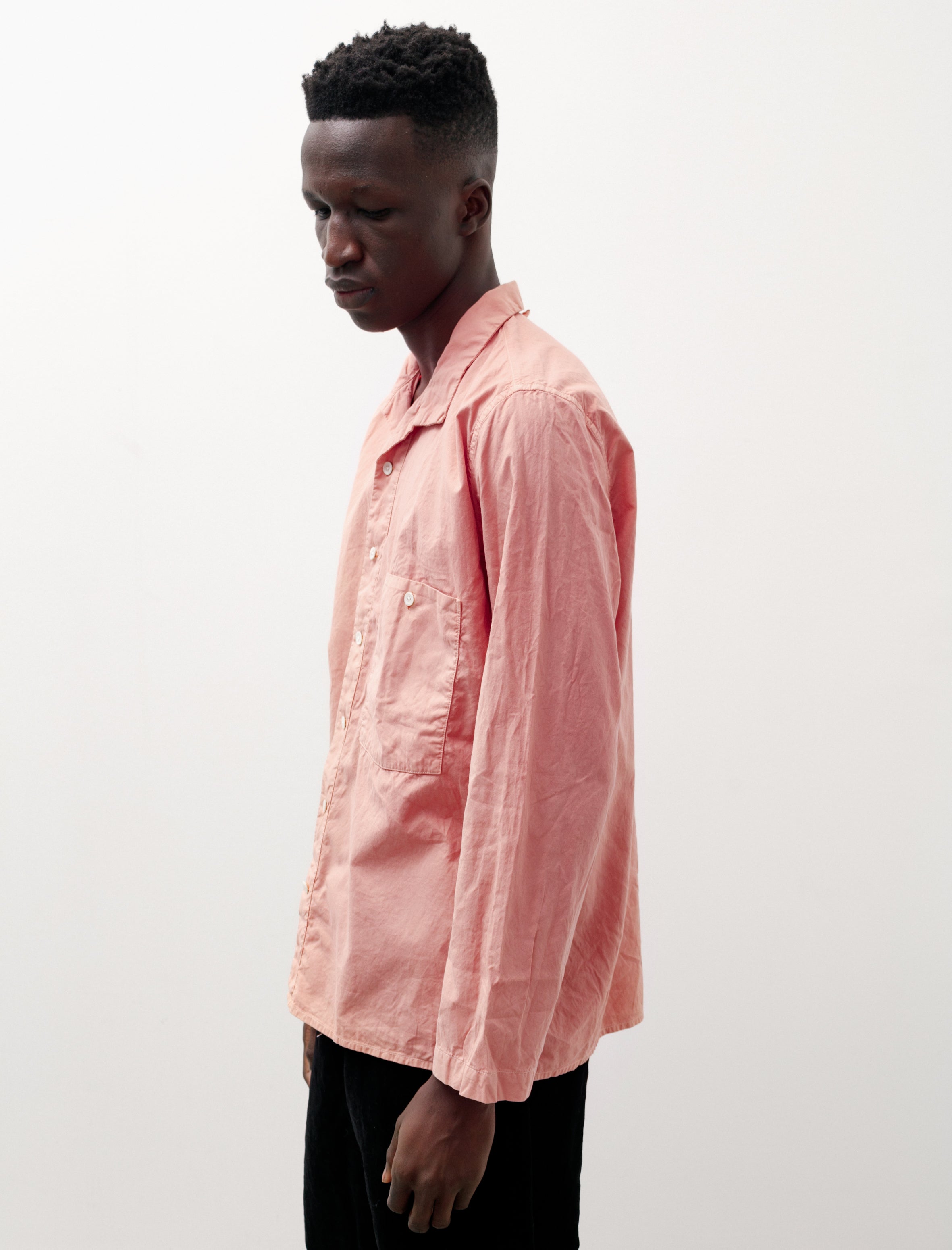 Oliver Church Open Collar Shirt Hand Dye Madder