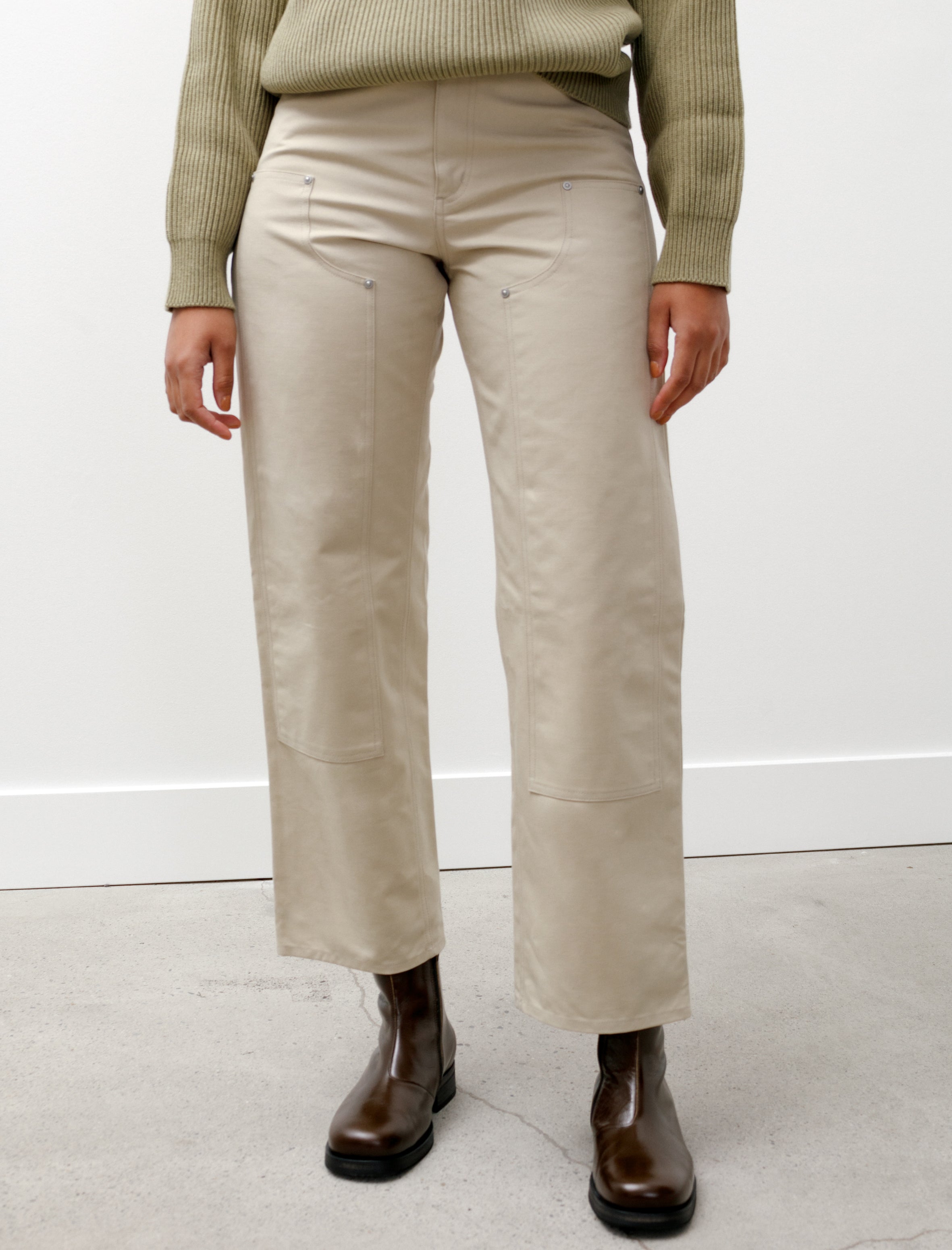 Cotton Oiled Canvas Pants Light Beige