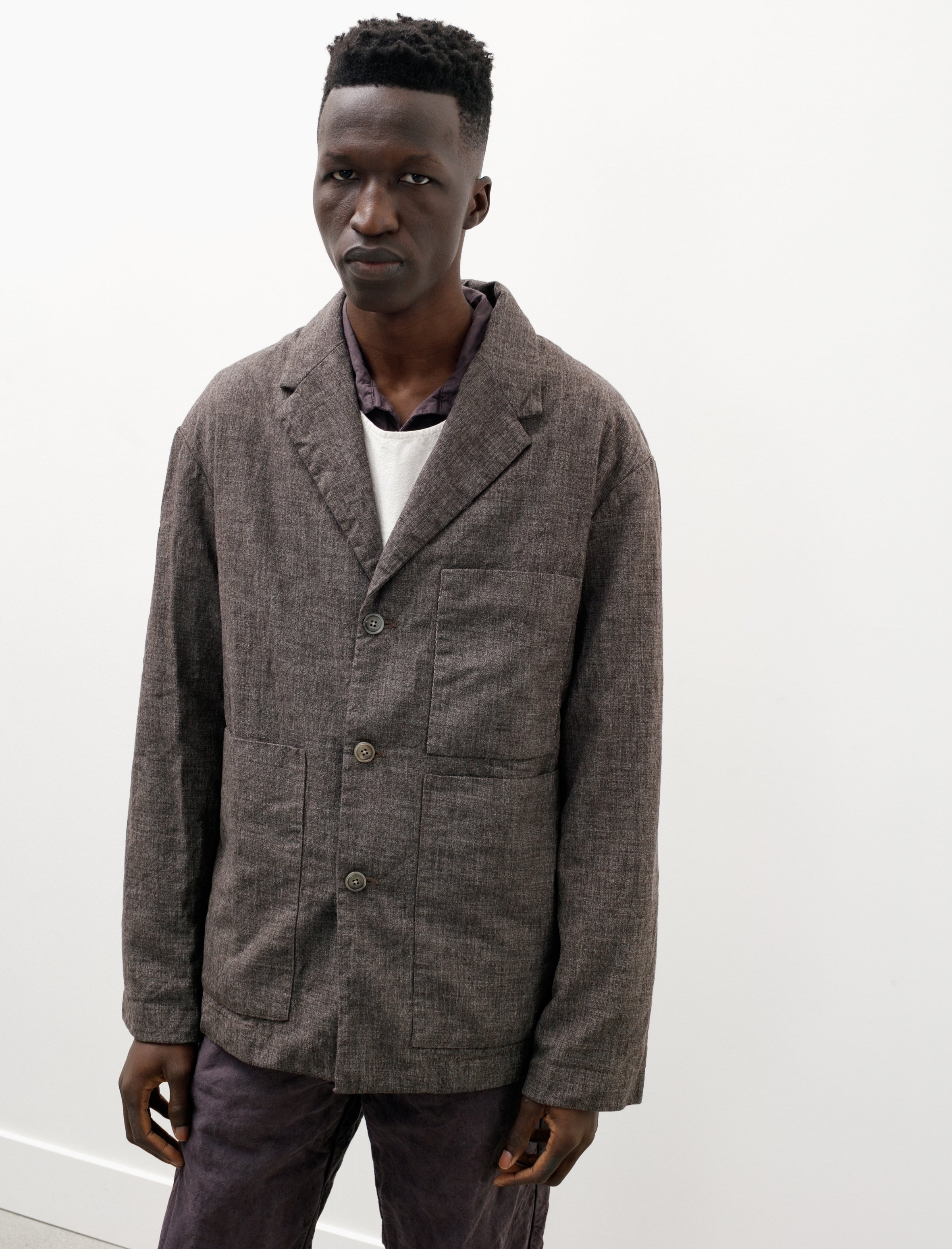 Oliver Church Long Jacket Wool Linen