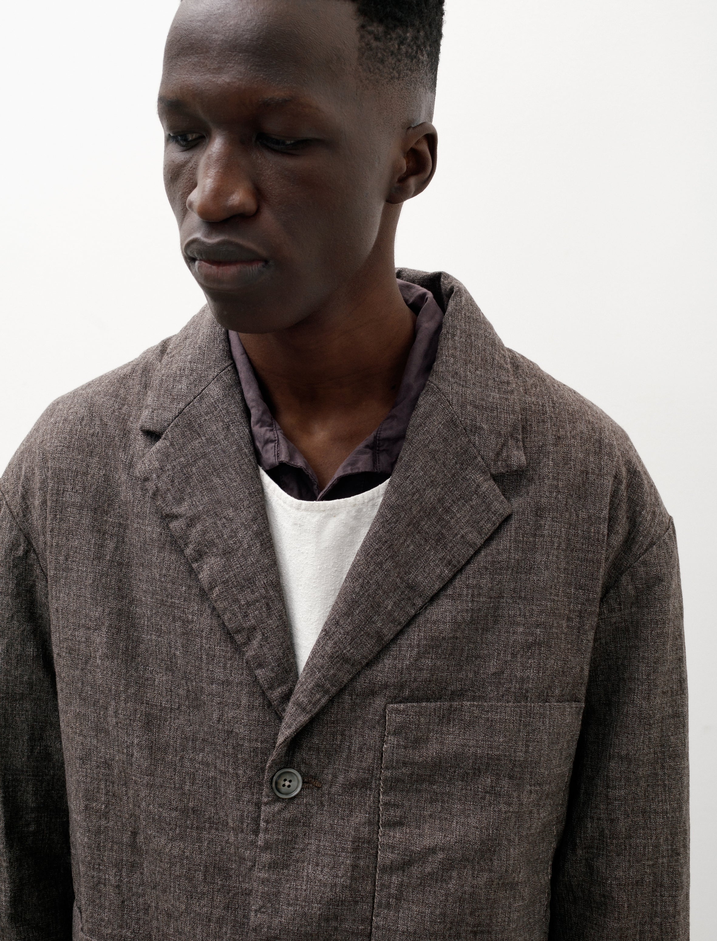 Oliver Church Long Jacket Wool Linen