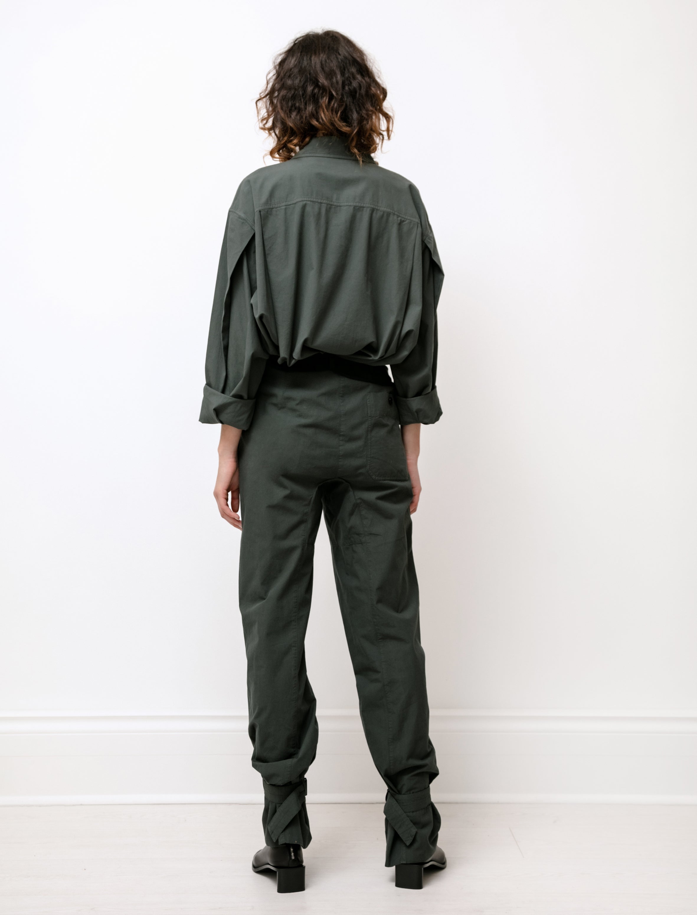 Lemaire Pleated Pants with Straps Deep Forest