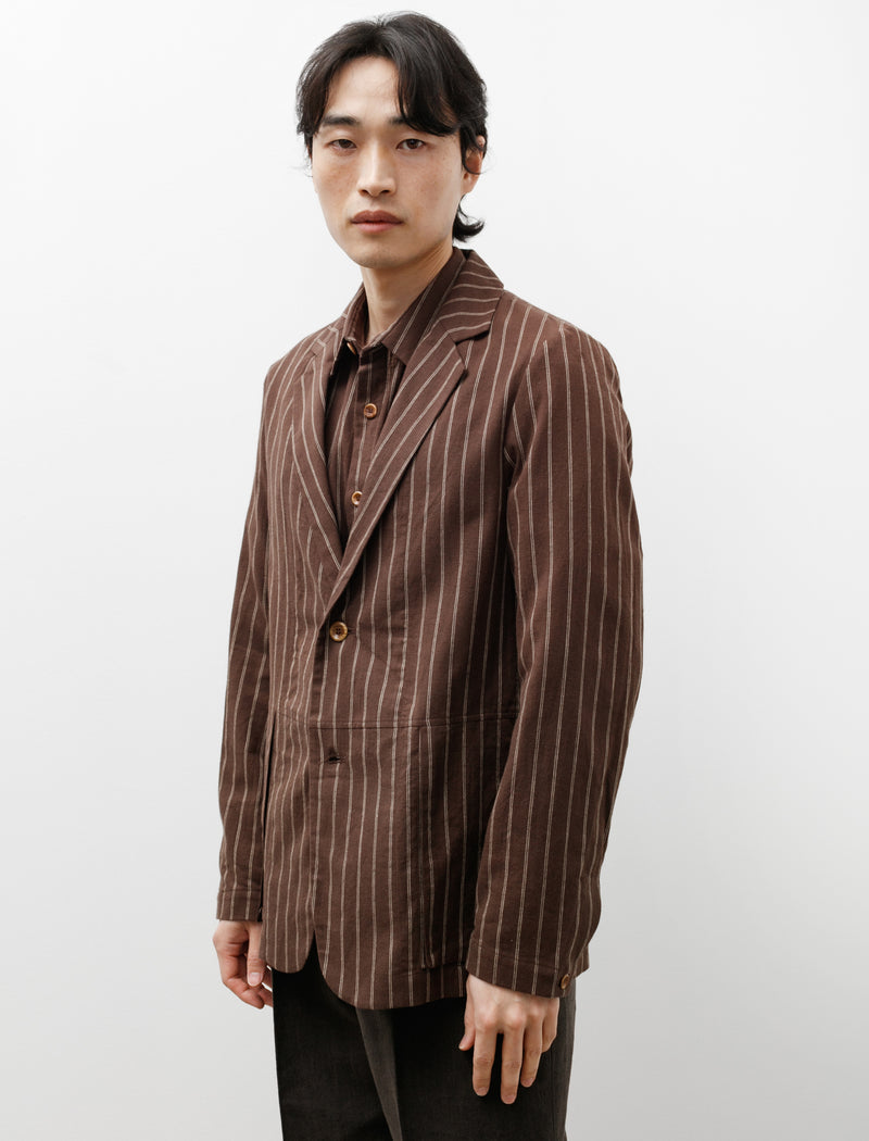 Frank Leder Brown Stripe Shirt Cotton Linen – Neighbour