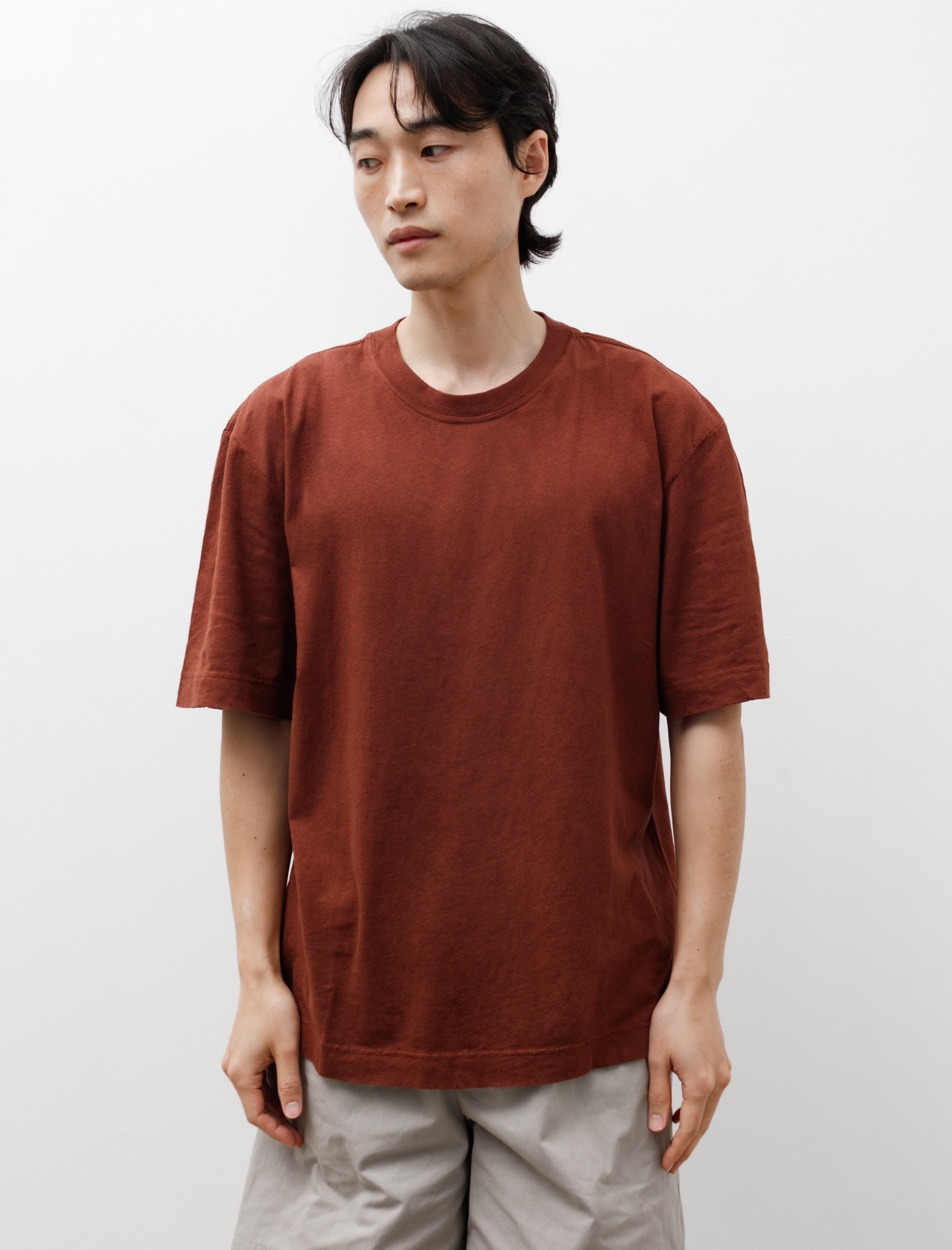 MHL Simple T-Shirt Cotton Linen Burnt Sienna