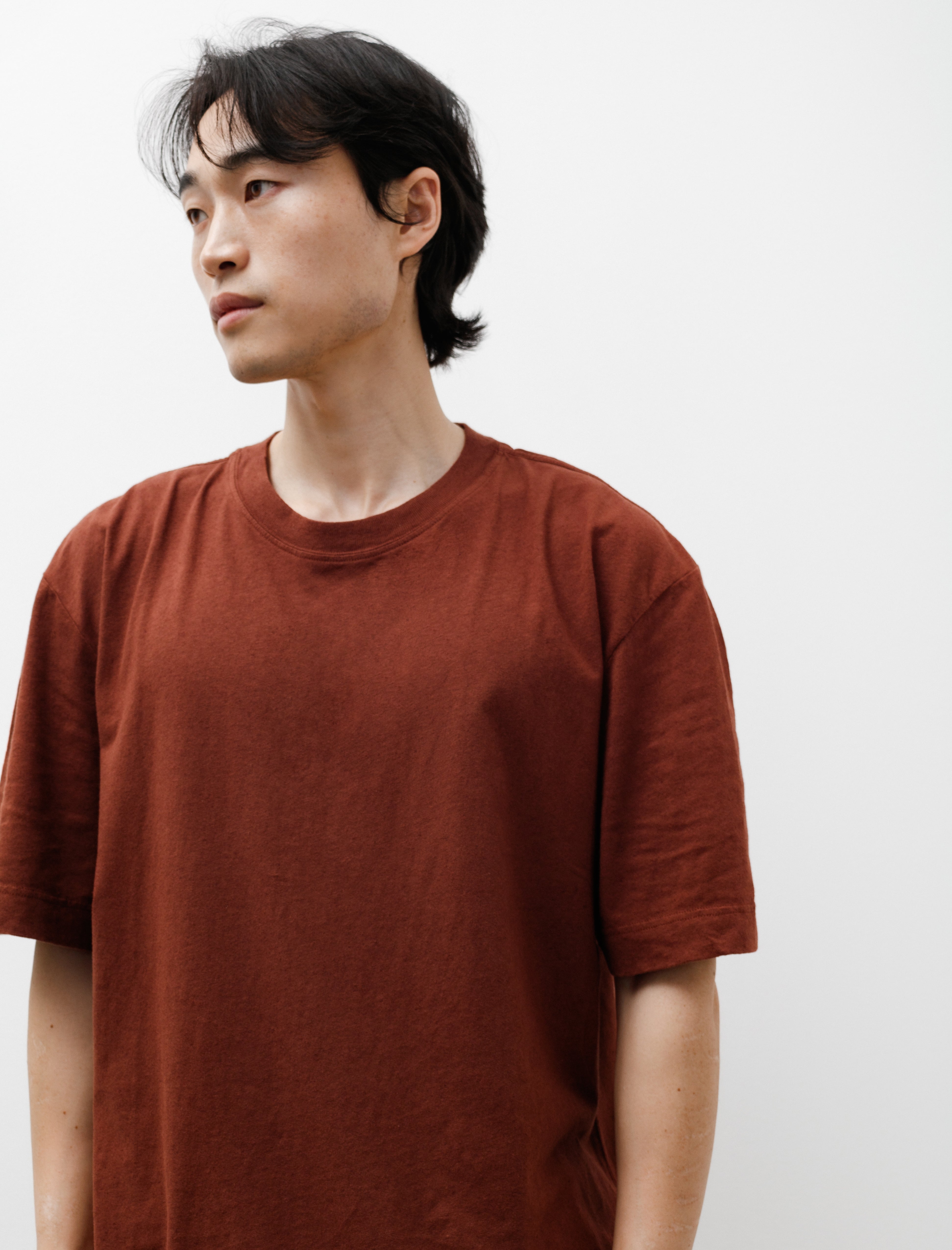 MHL Simple T-Shirt Cotton Linen Burnt Sienna