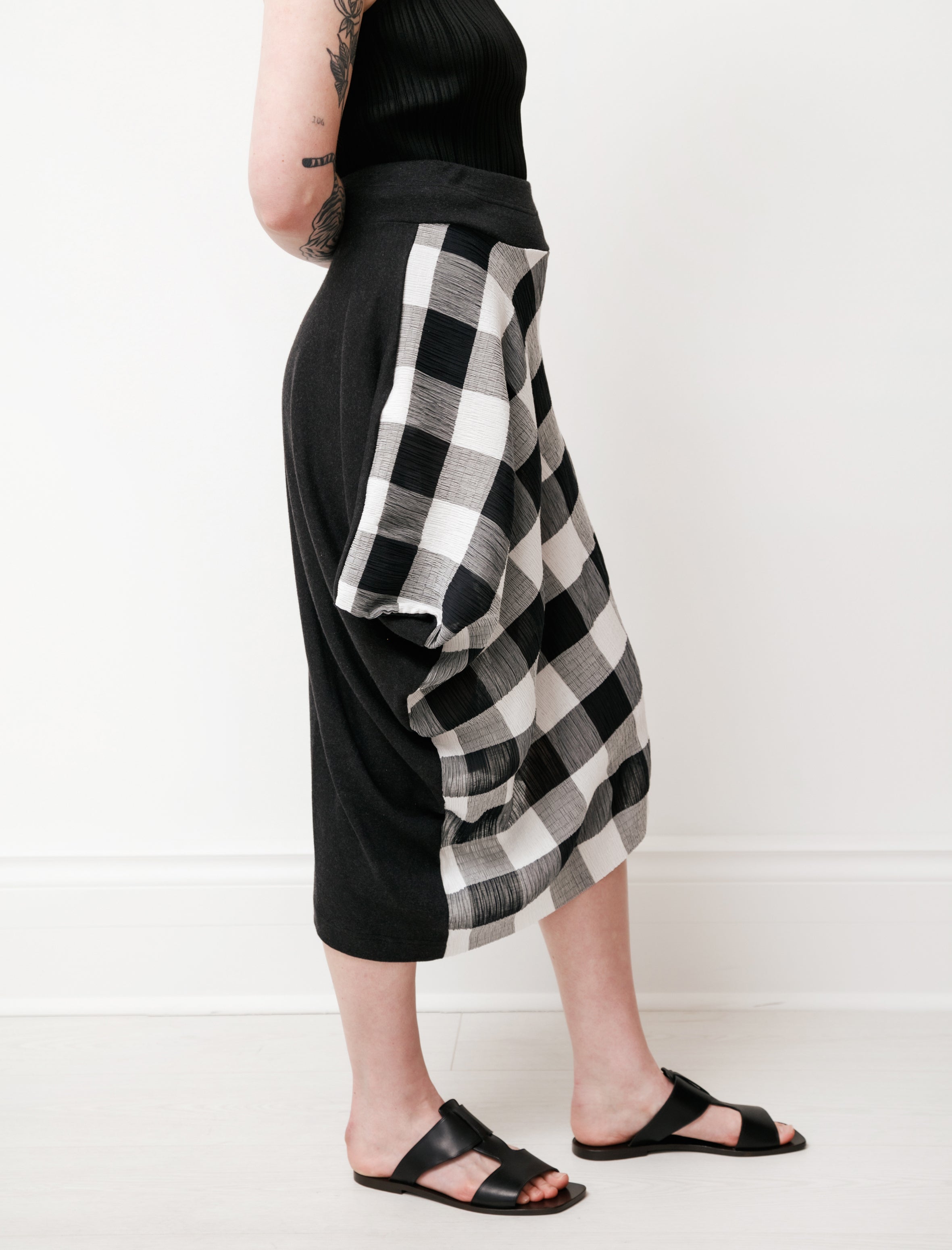 Y's by Yohji Yamamoto Asymmetric Gingham Skirt