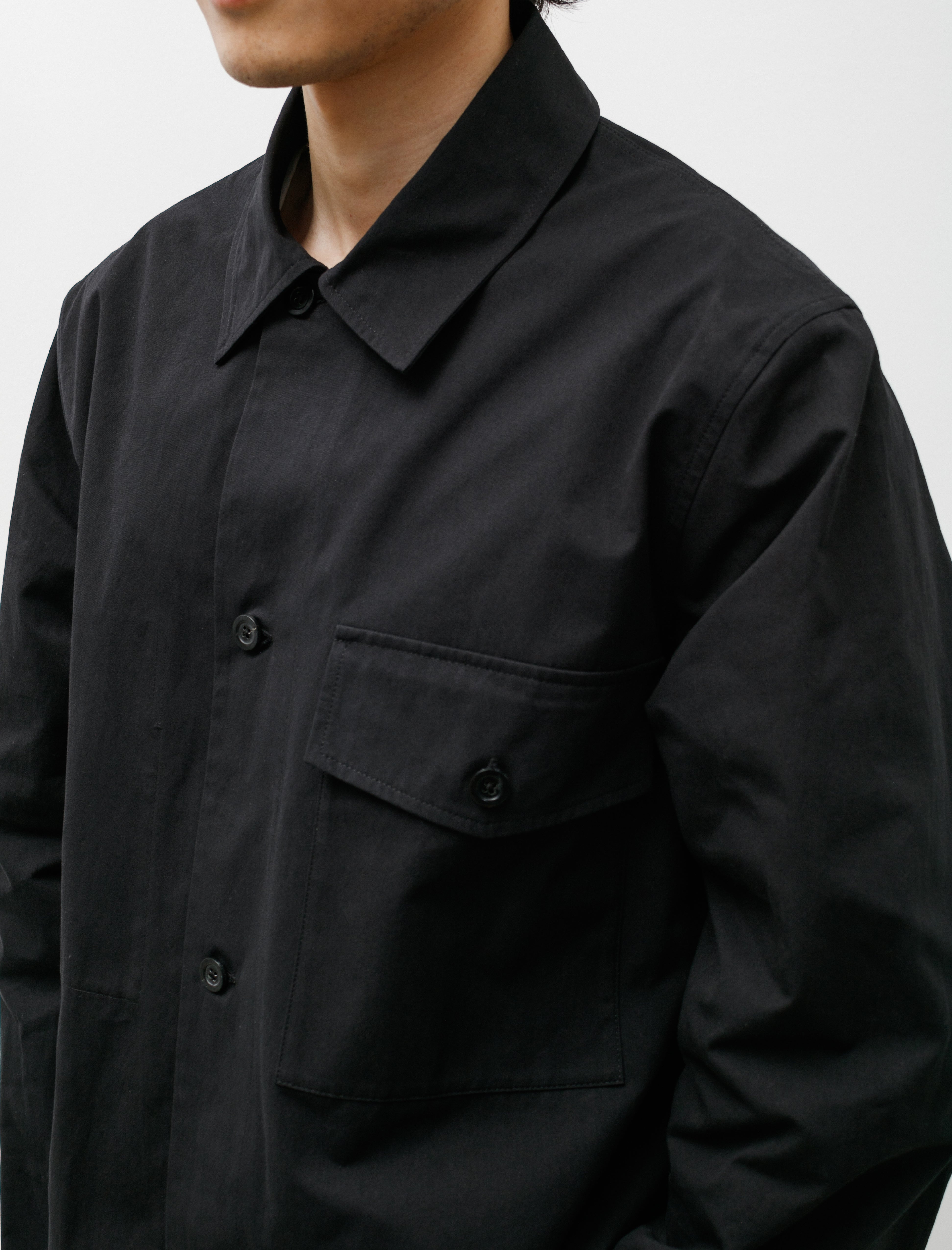 Margaret Howell Boxy Overshirt Heavy Cotton Poplin Black