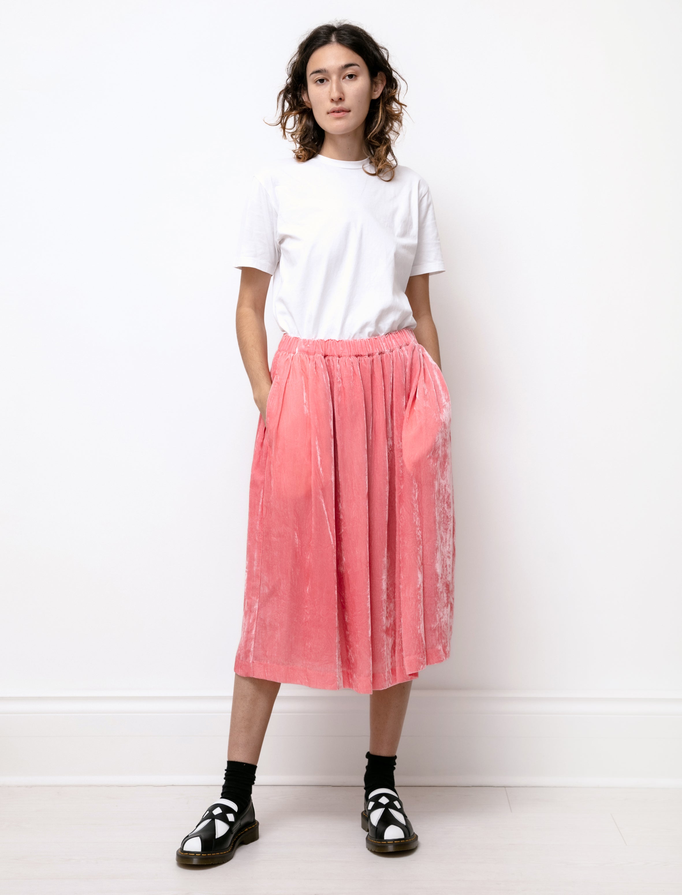 Crushed Velvet Skirt Pink