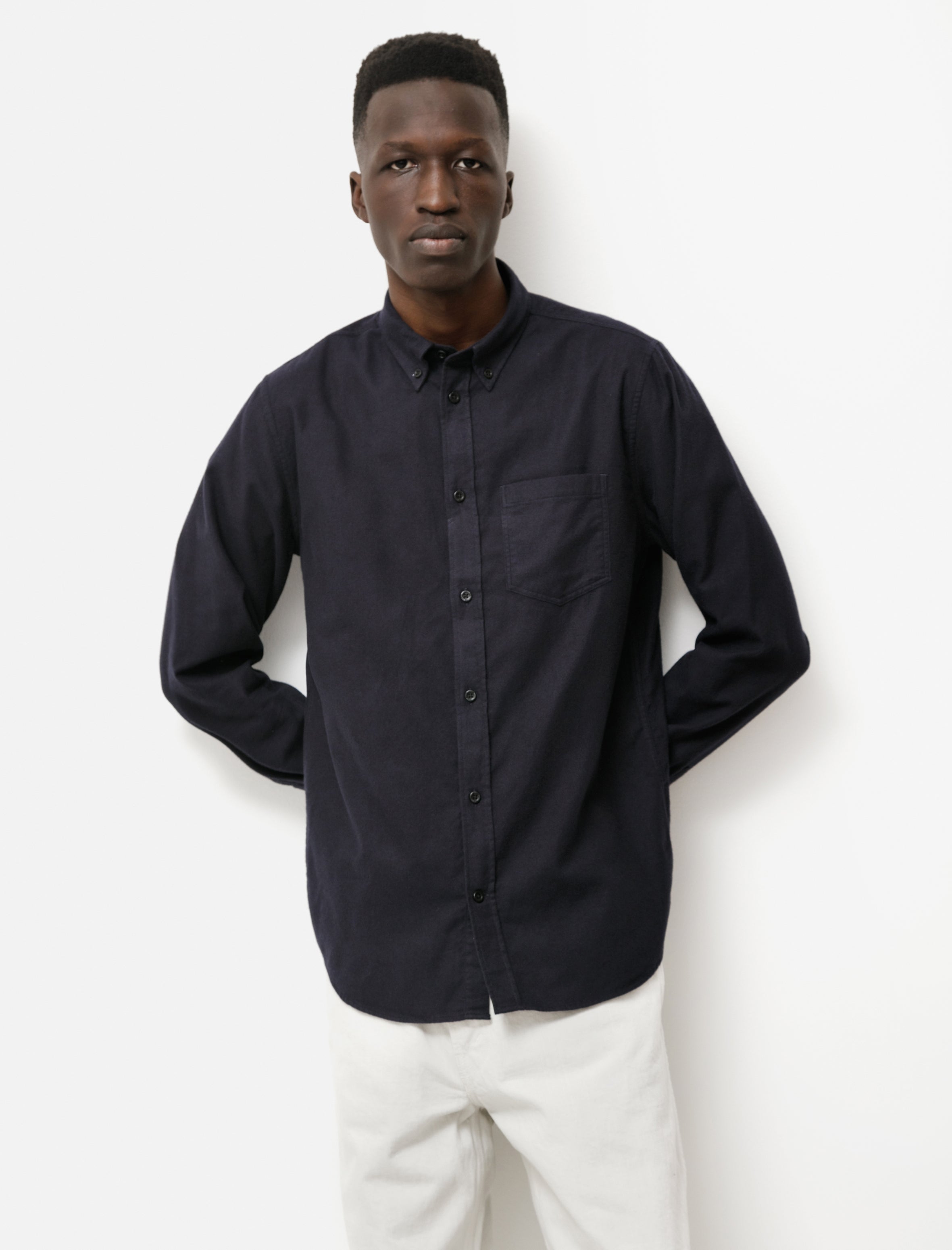 Norse Projects Anton Bushed Flannel Dark Navy