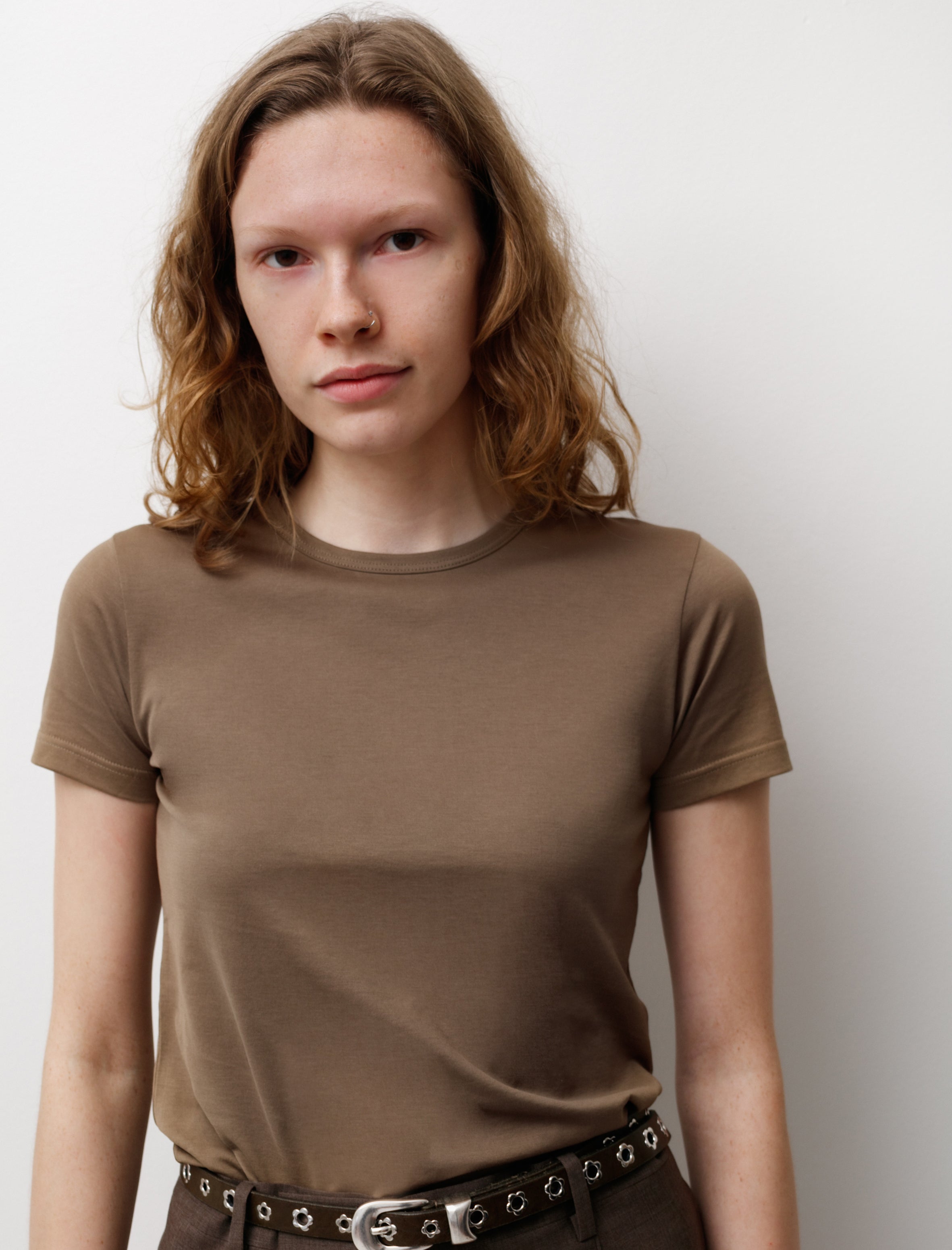 Sunspel Crew Neck T-Shirt Dark Tan