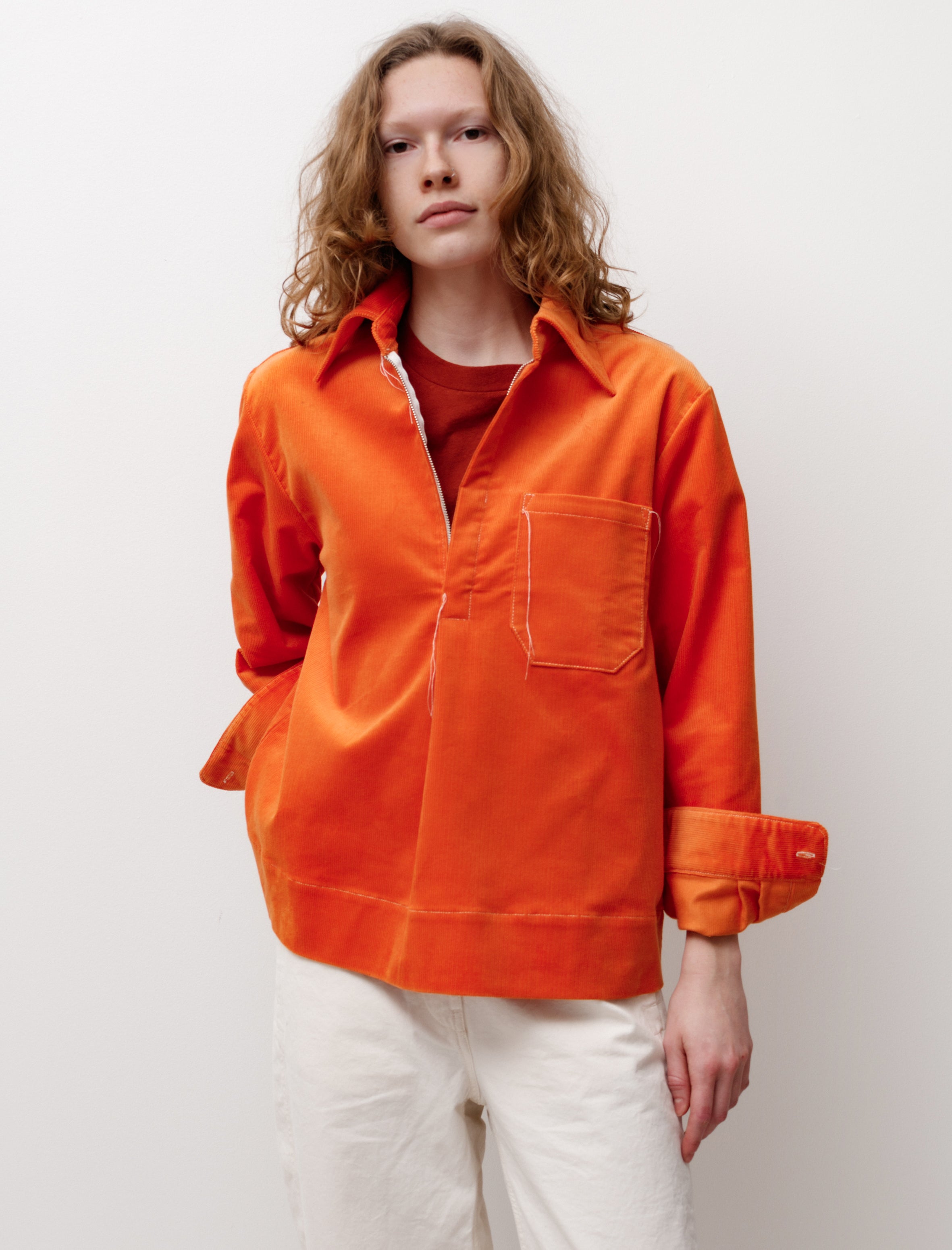 Anorak Zip Corduroy Shirt Orange