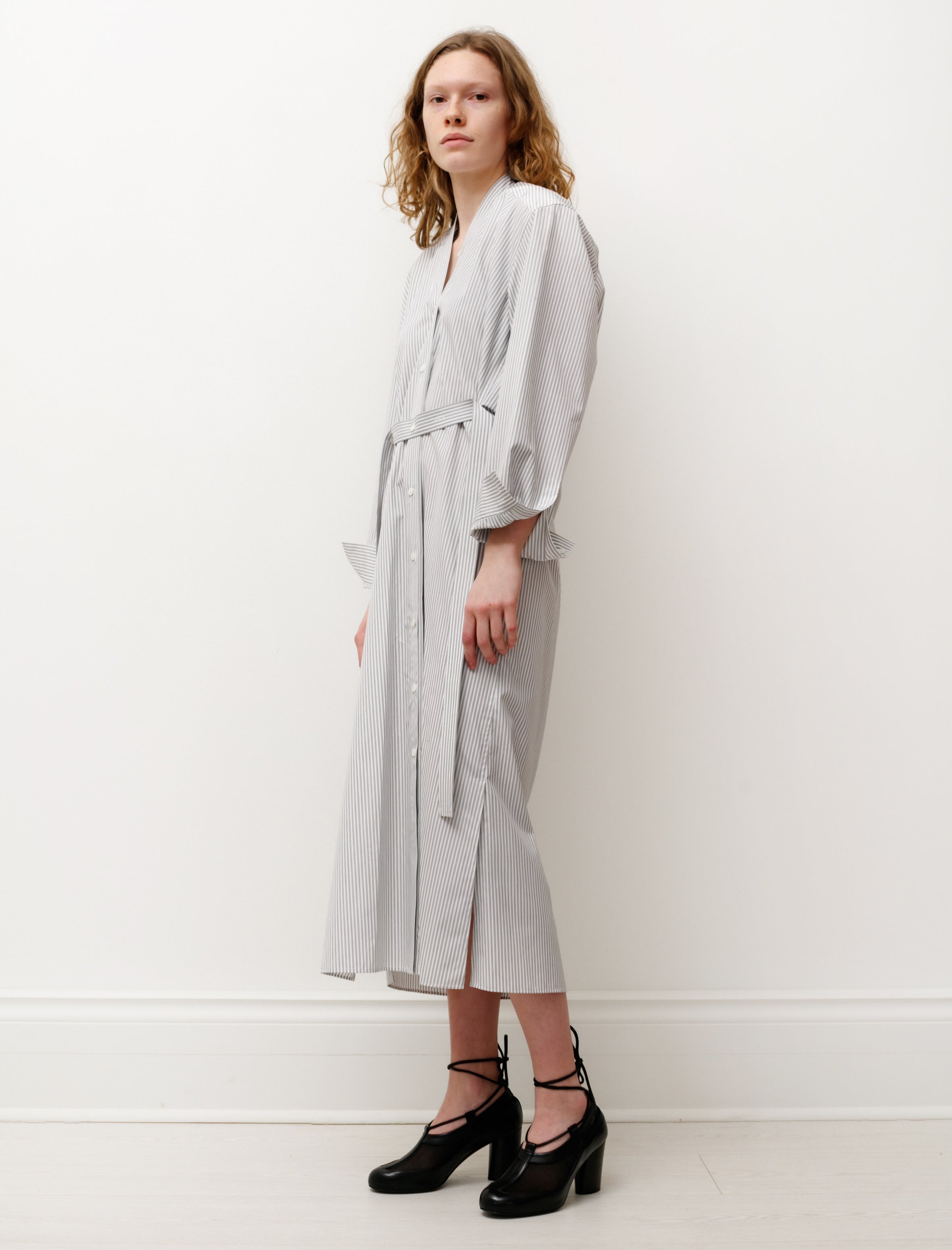 Lemaire Tilted Shirtdress Striped White/Black