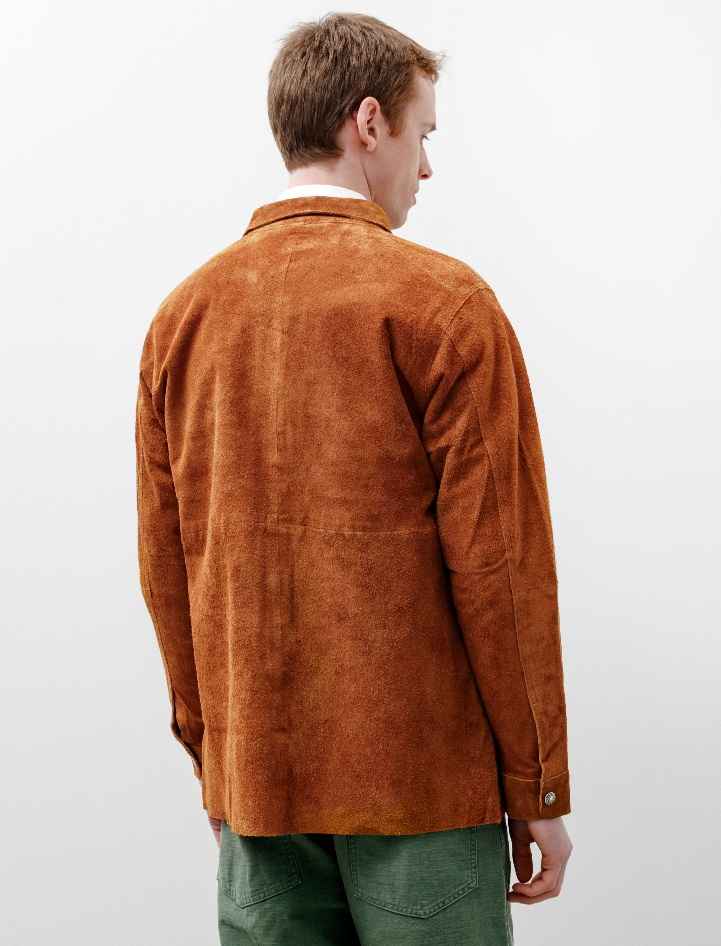 orSlow Leather Army Shirt Brown Suede