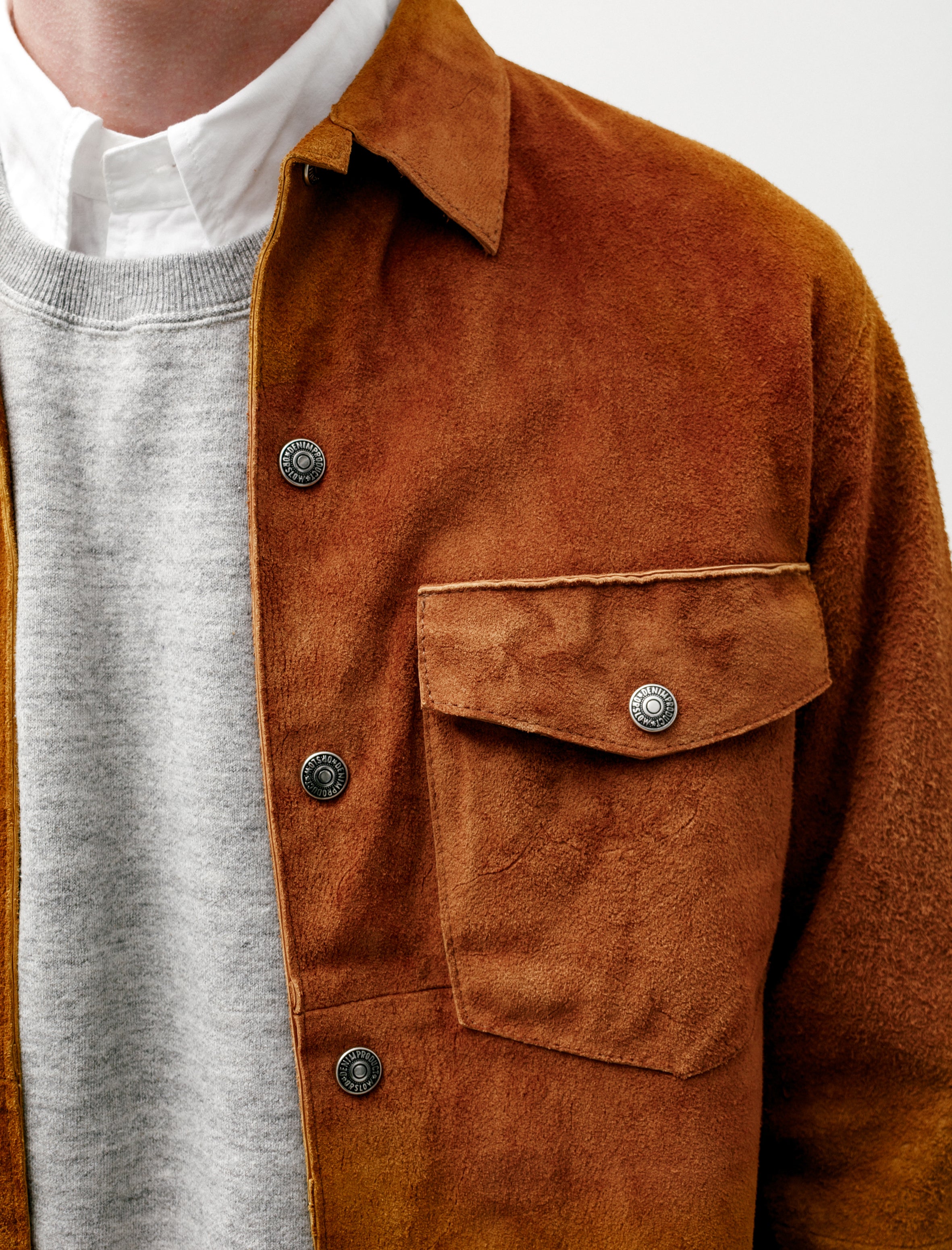 orSlow Leather Army Shirt Brown Suede