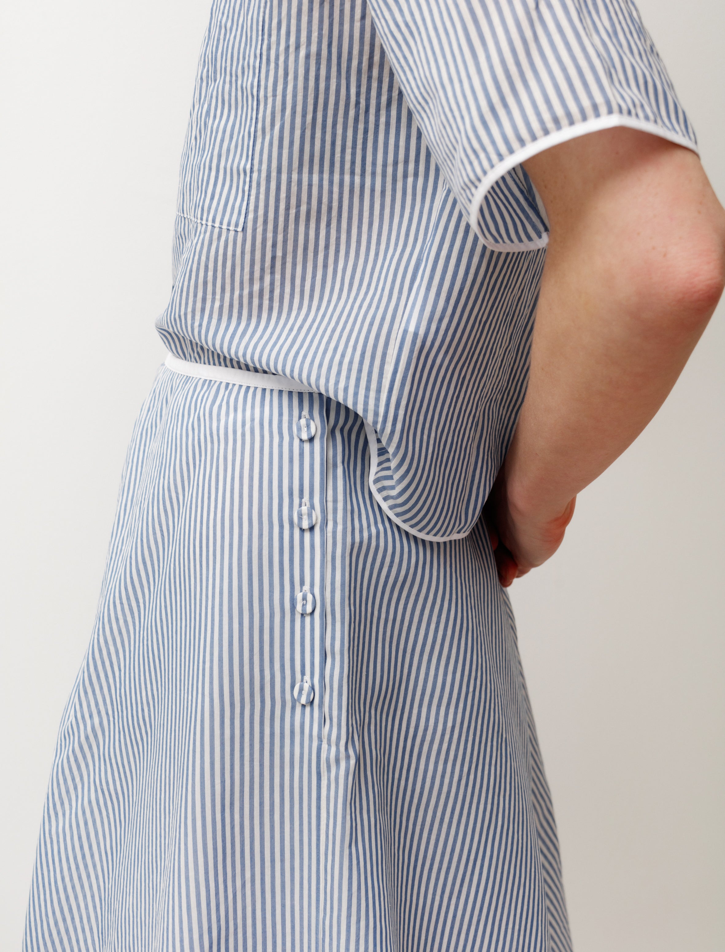 Sara Lanzi Bias Skirt Organza Blue/White Stripes